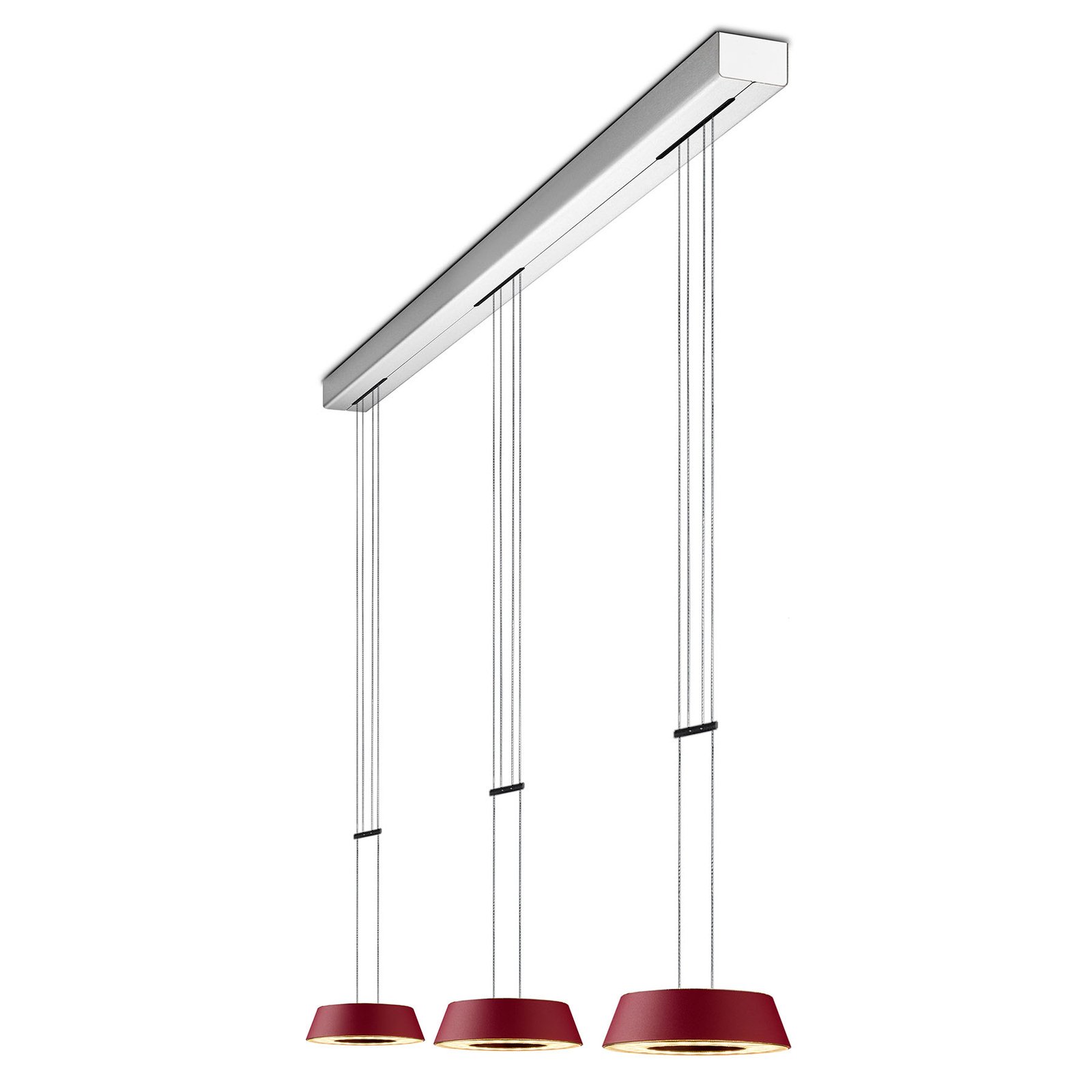OLIGO Glance LED hanglamp 3-lamps mat rood