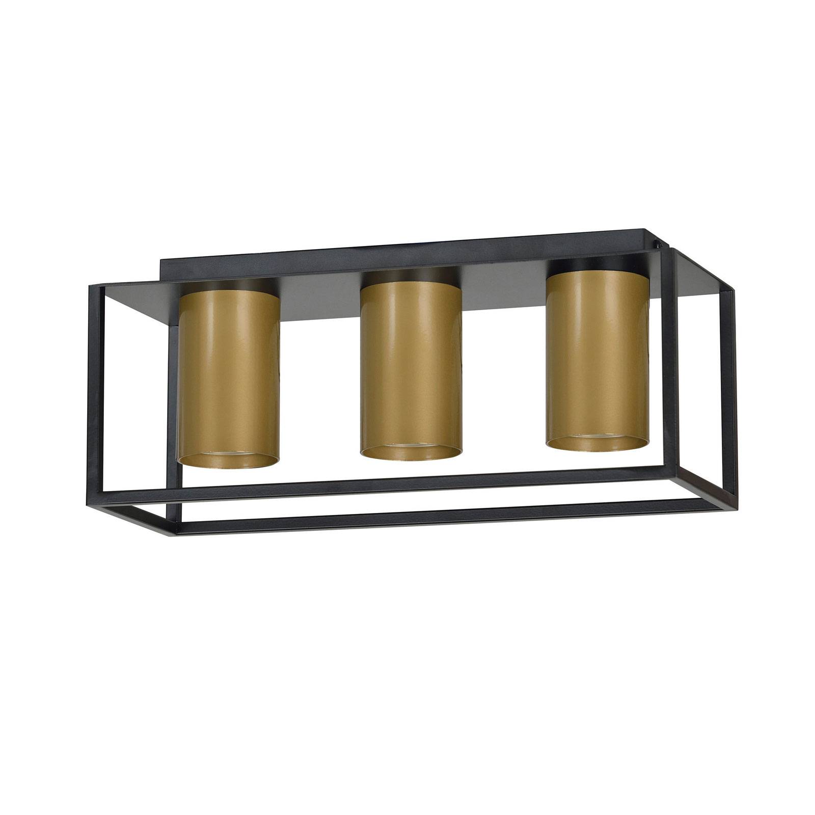 Takspotlight Tiper med ram, 3 lampor, svart guld