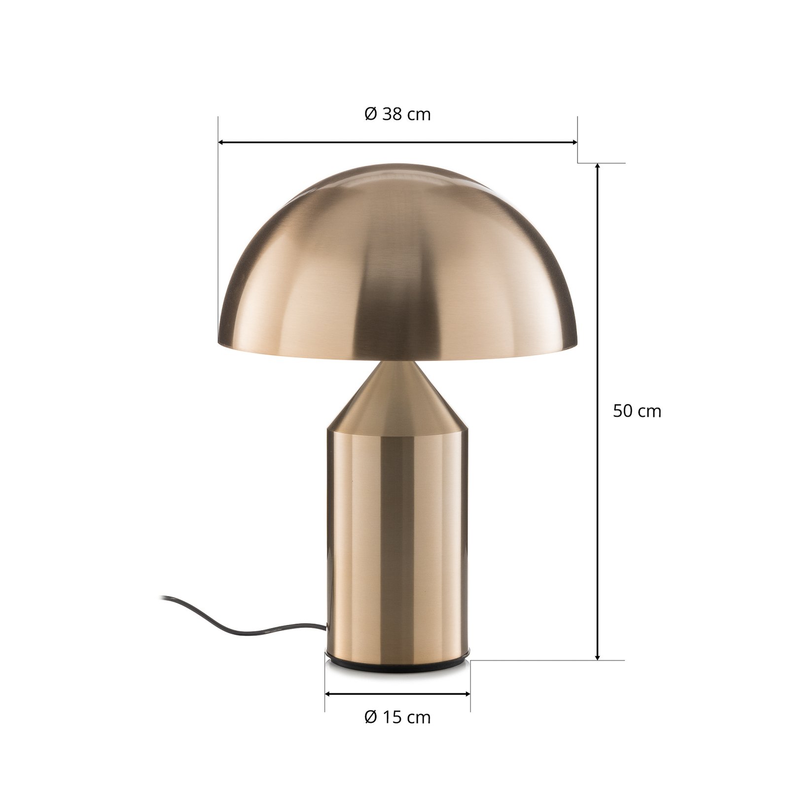 Oluce Atollo table lamp, dimmable, Ø38cm, gold