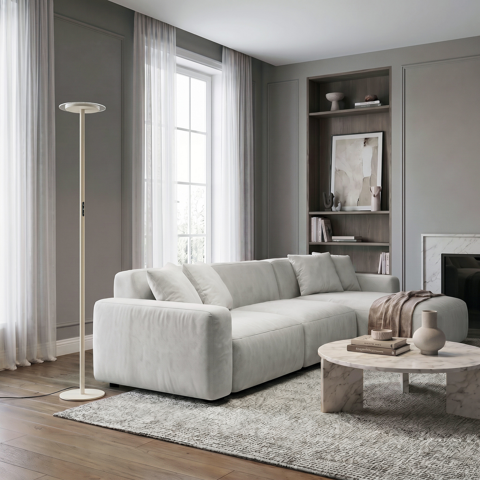 Frile LED floor lamp, beige, dimmable, height 190 cm, metal - Arcchio Frile LED floor lamp, beige, dimmable, height 190 cm, metal - Arcchio