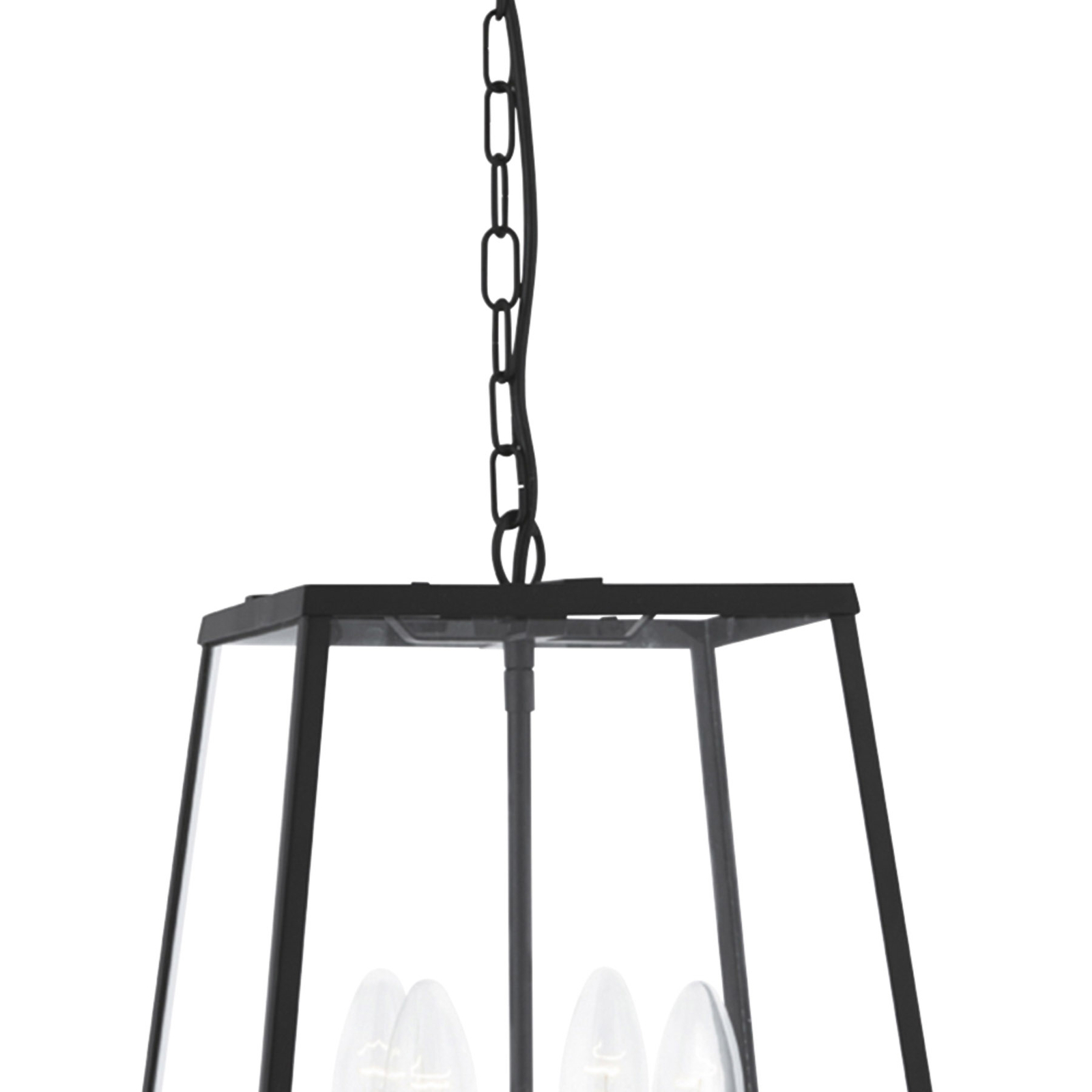Lantern hanging light, black, four-bulb