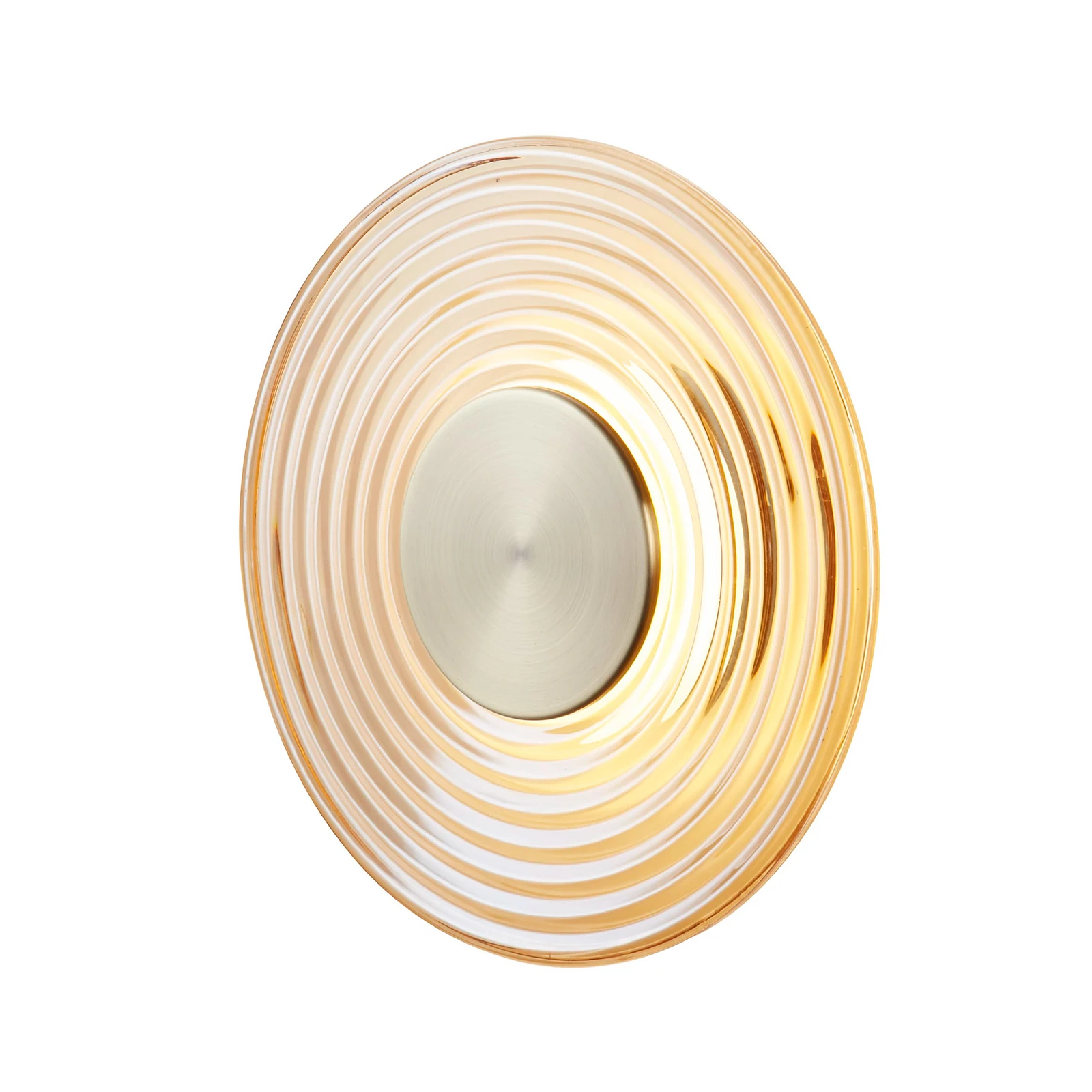 LED sienas lampa Cleo, dzintara/messinga krāsā, Ø 30 cm, stikls