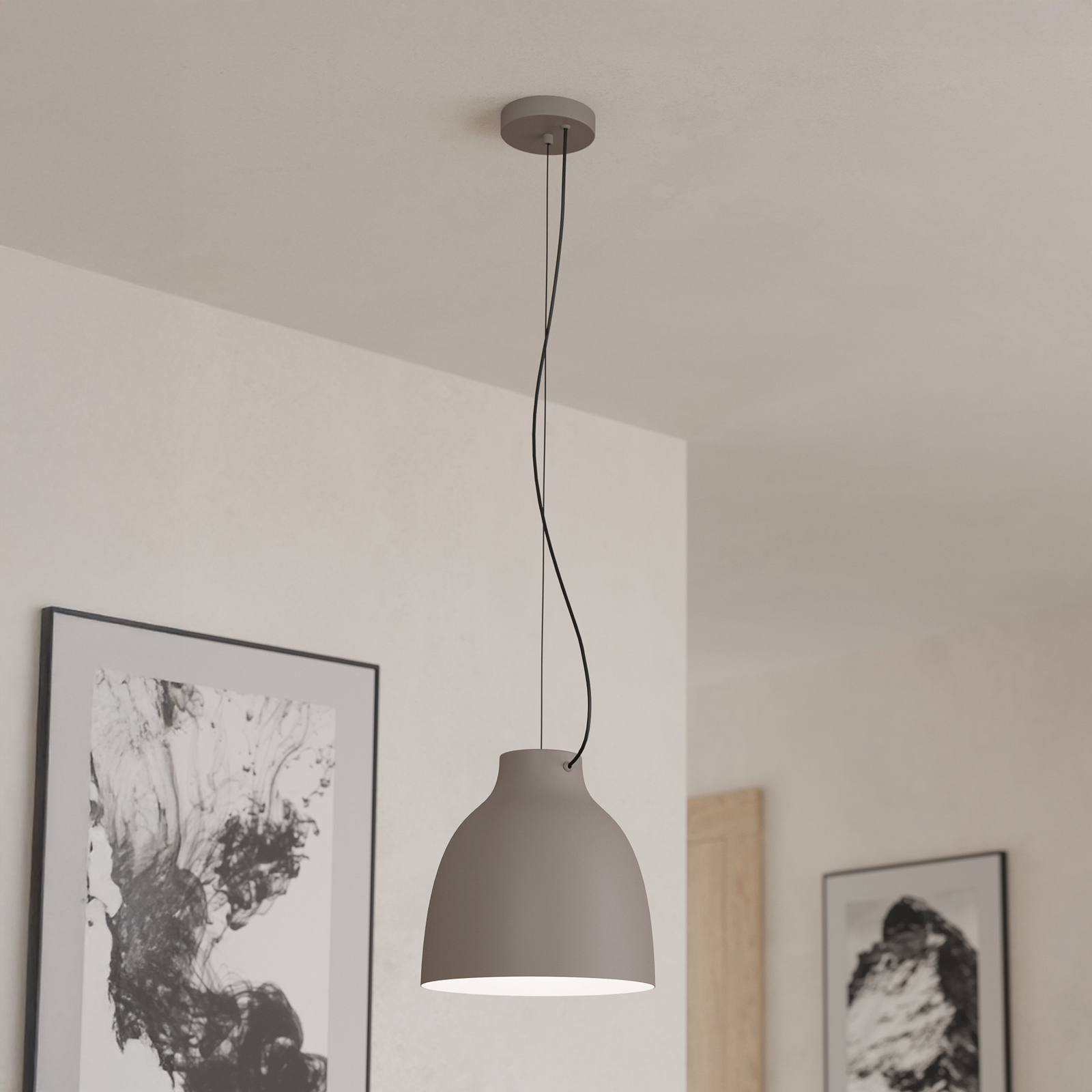 Suspension Camasca, 1 lampe, Ø 28 cm, taupe