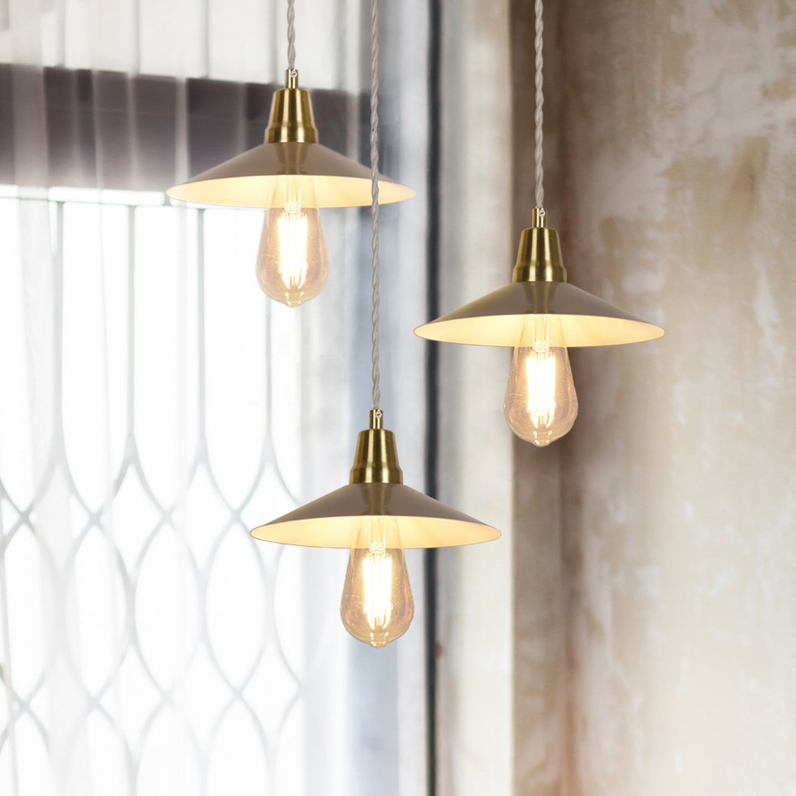 COREP Lampă suspendată Claudette culoare crem Ø 22 cm metal - Camera de zi / sufragerie - Vintage - cremă