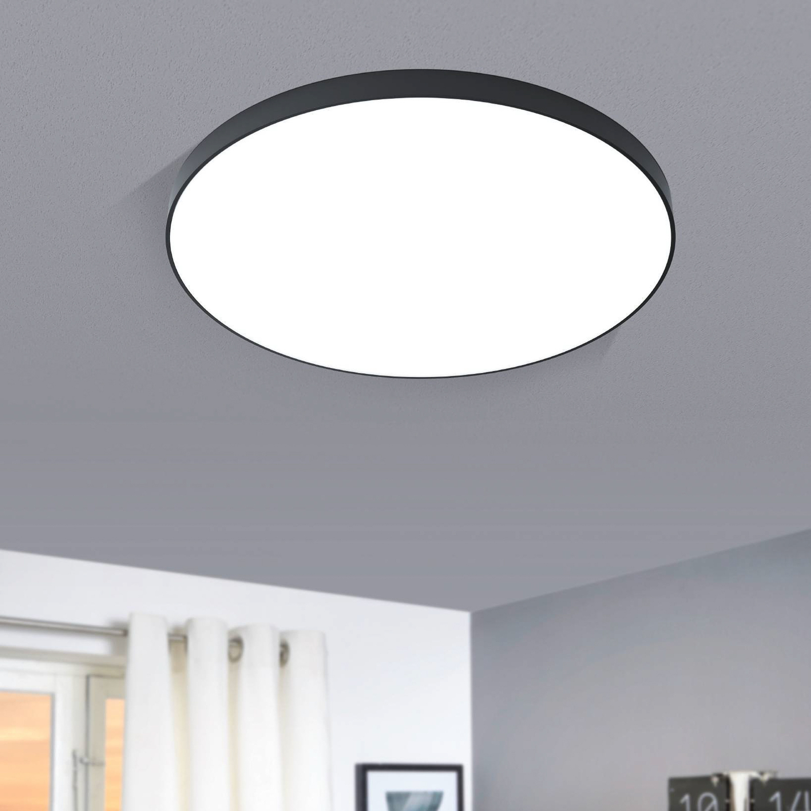 LED plafondlamp Zubieta-A, zwart, Ø60cm