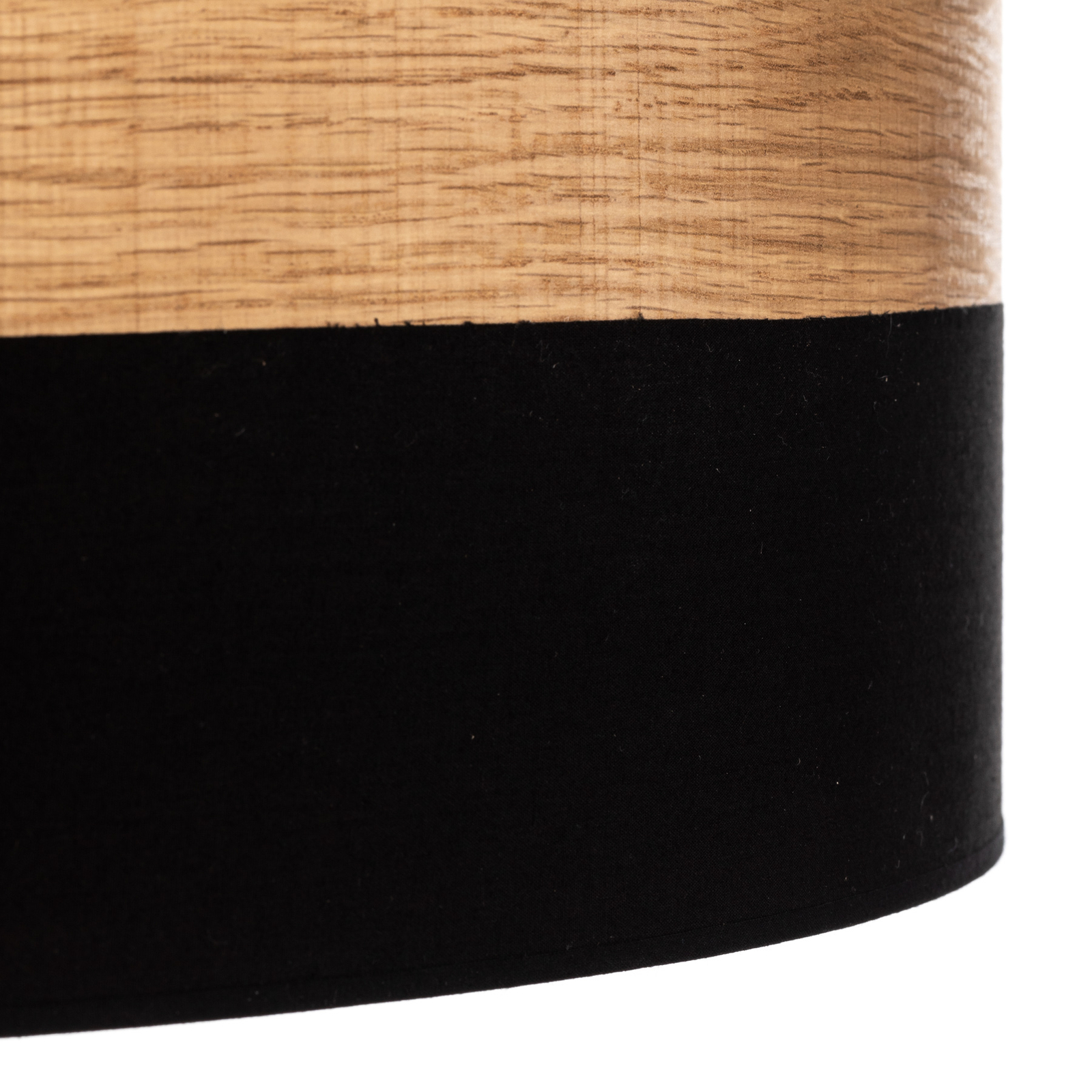 Stropné svietidlo Terra z dreva a textilu, čierna