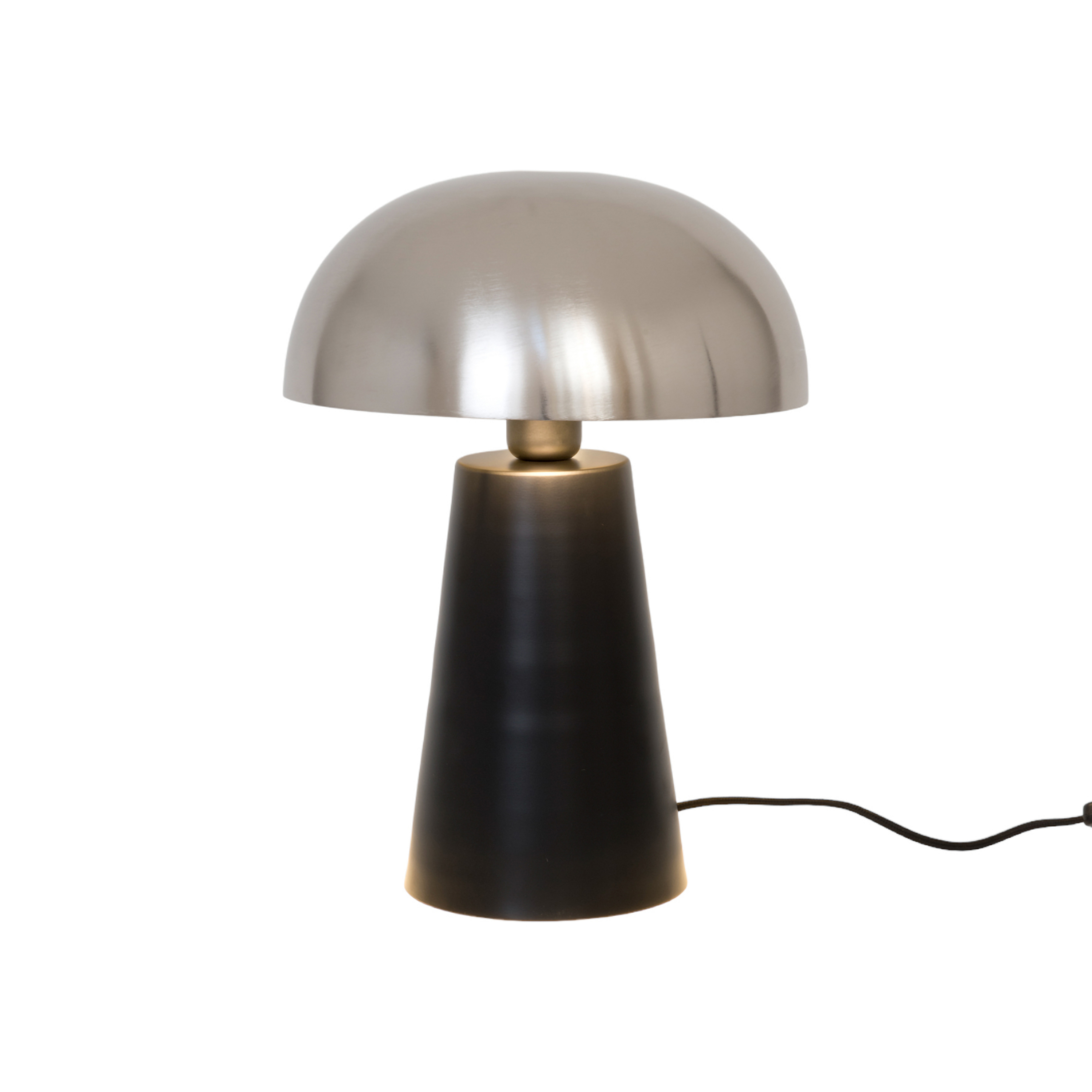 Tischlampe Fungo, unten strahlend, schwarz/silber