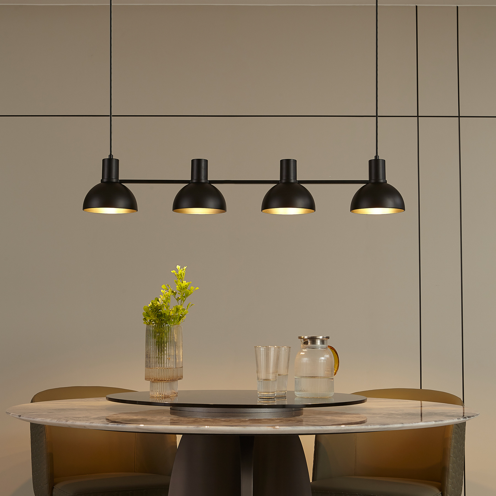 Lucande Mostrid hanglamp, zwart, 4-lamps