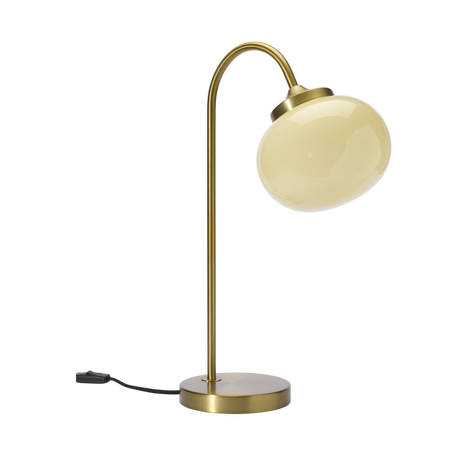 PR Home Stolná lampa Elsy, mosadzná farba, krémové sklo, 51 cm