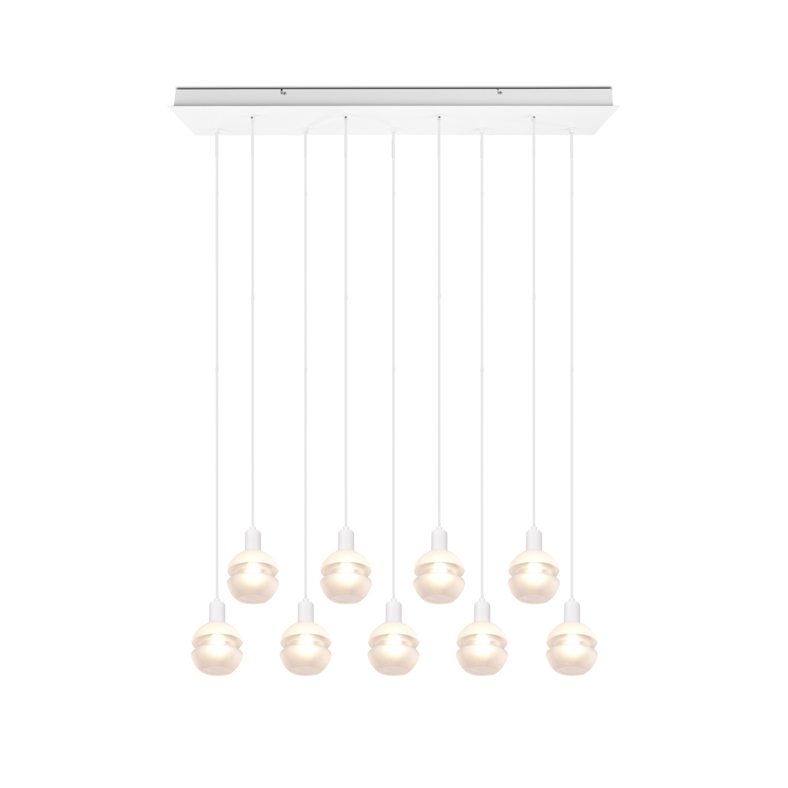 Hanglamp Mela, hoekig, 9-lamps, wit
