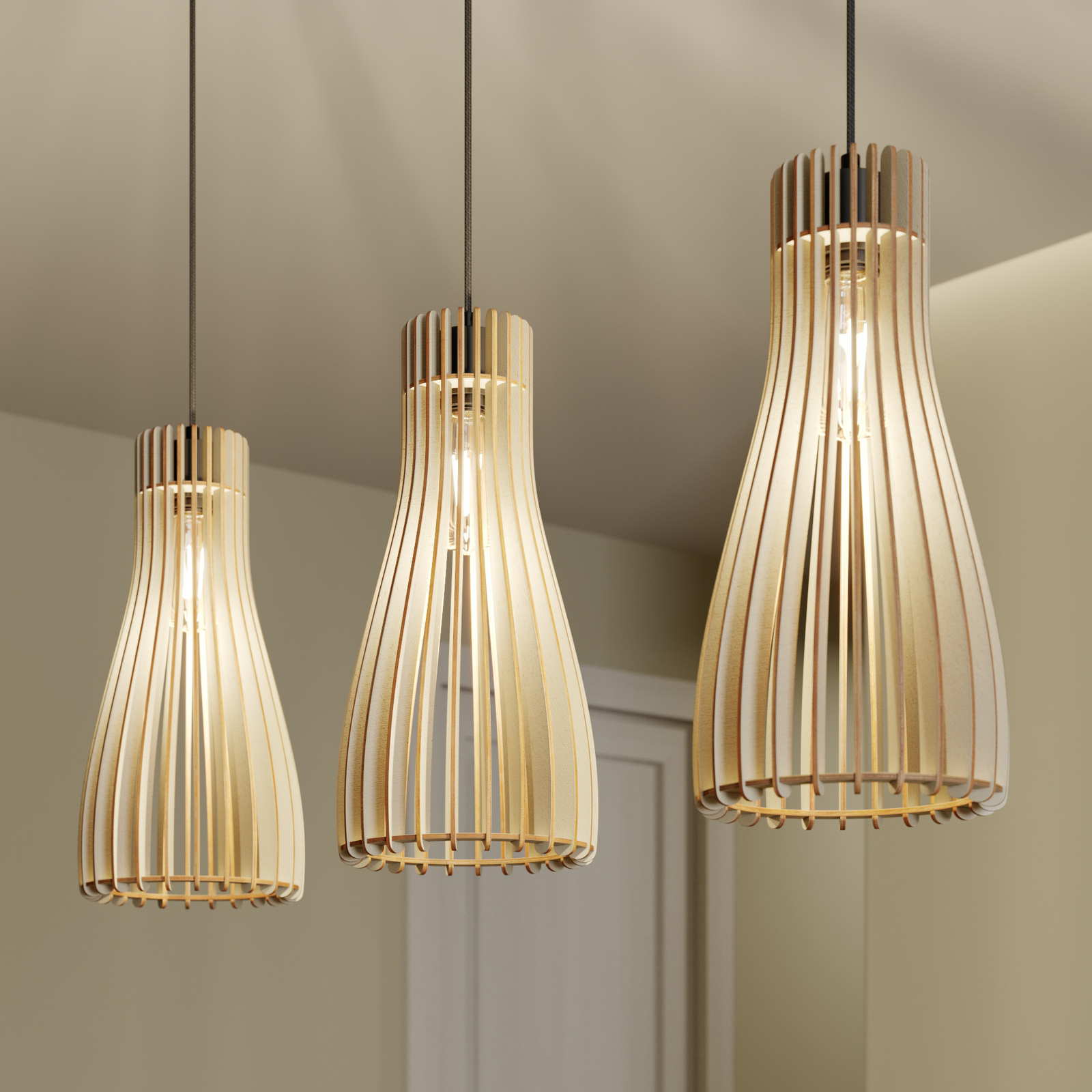 Envostar Furn pendant light, birch plywood, 3-bulb