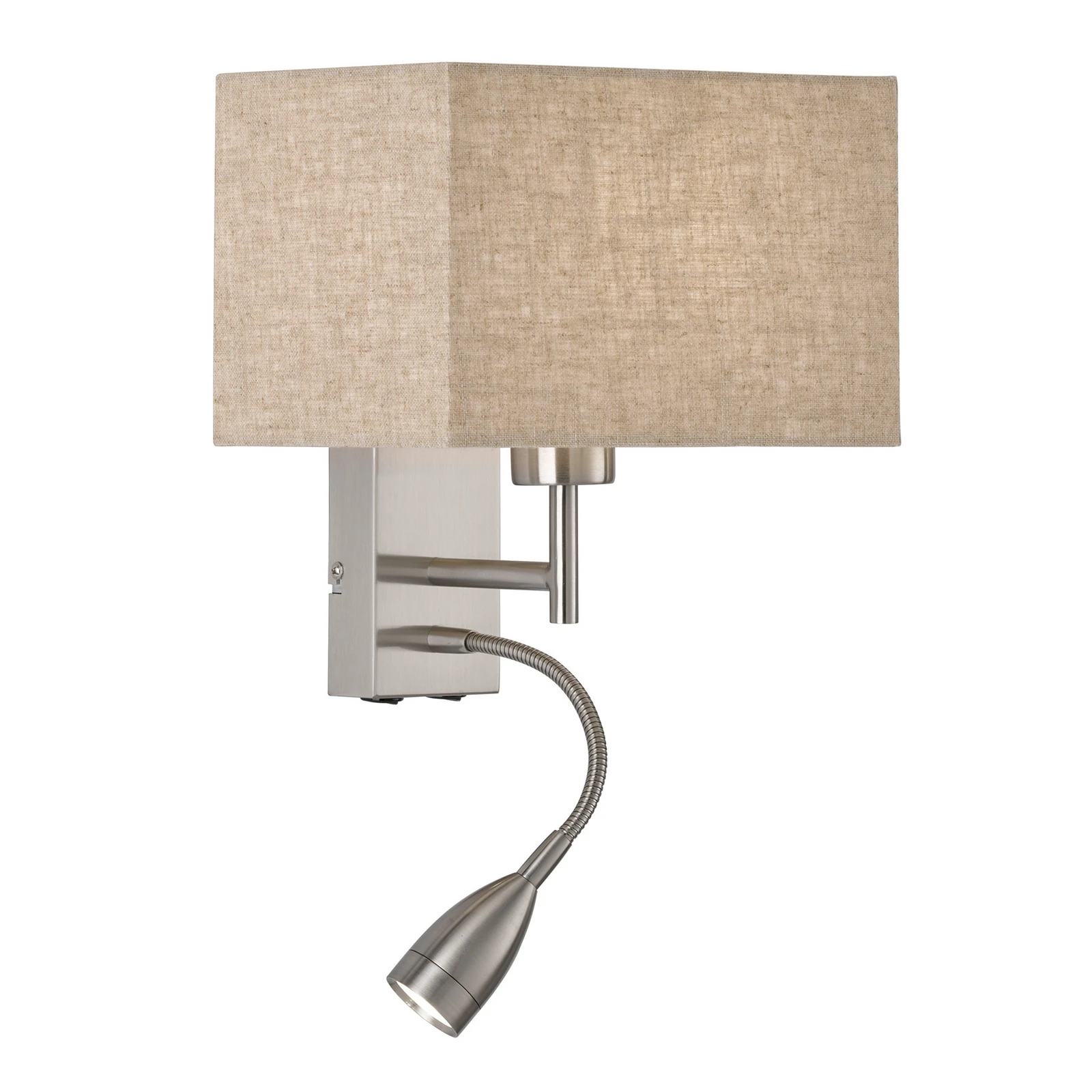Wandlamp Dream leeslampje, linnen zand/nikkel