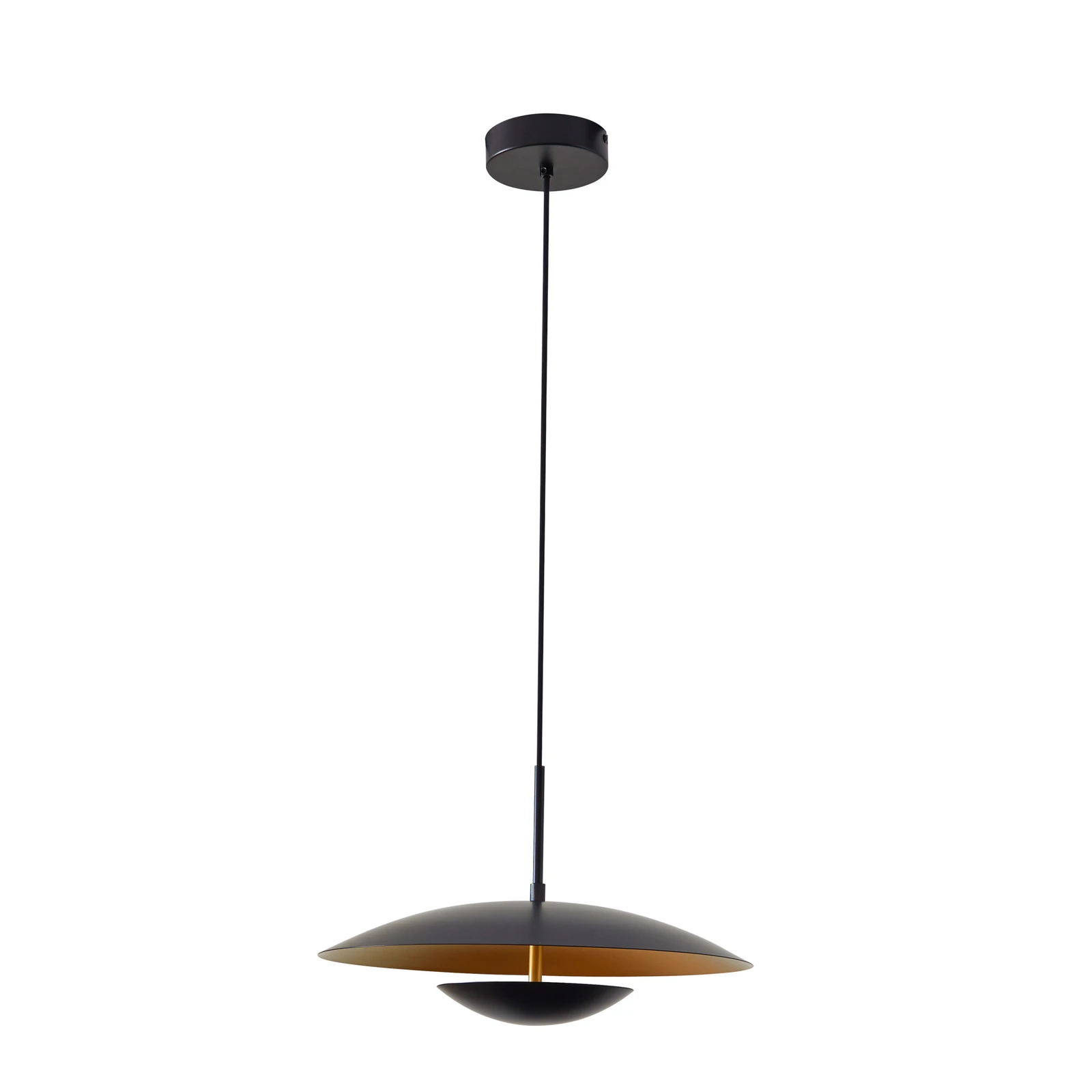Lindby LED viseče svetilo Tiama, kovina, črna/zlata, Ø 40 cm