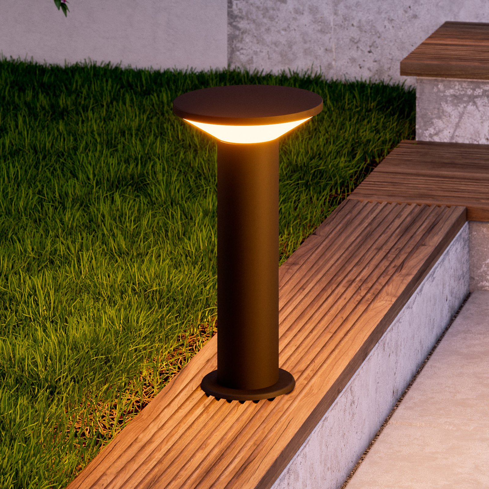 LED-Sockellampe Rigosa, schwarz, Höhe 35 cm, Metall