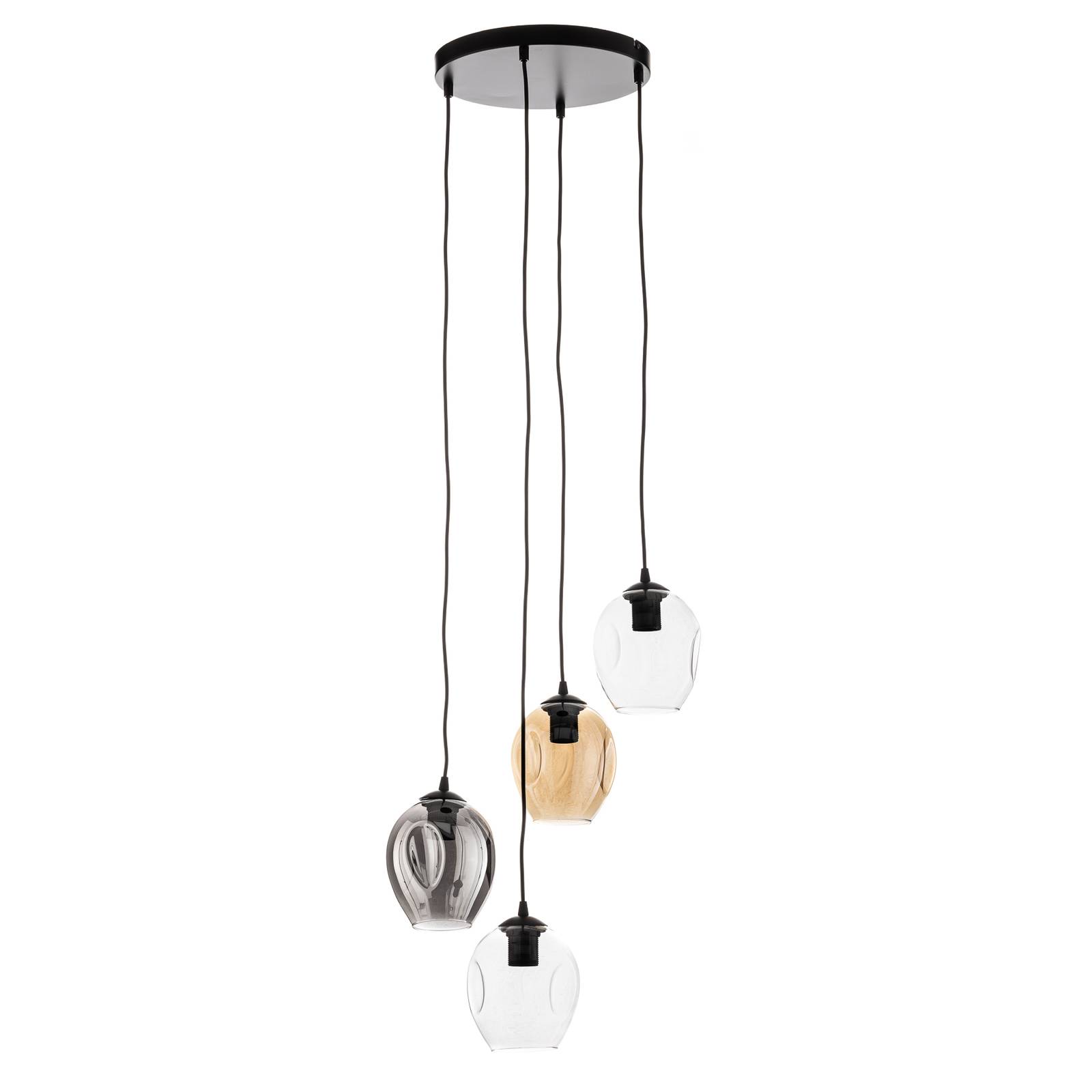 Suspension Starla ronde 4 lampes graphite/ambre