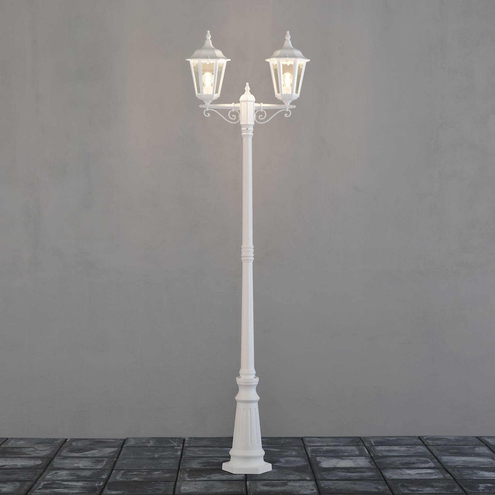 Firenze-lyhtypylväs, 2-lamppuinen, valkoinen