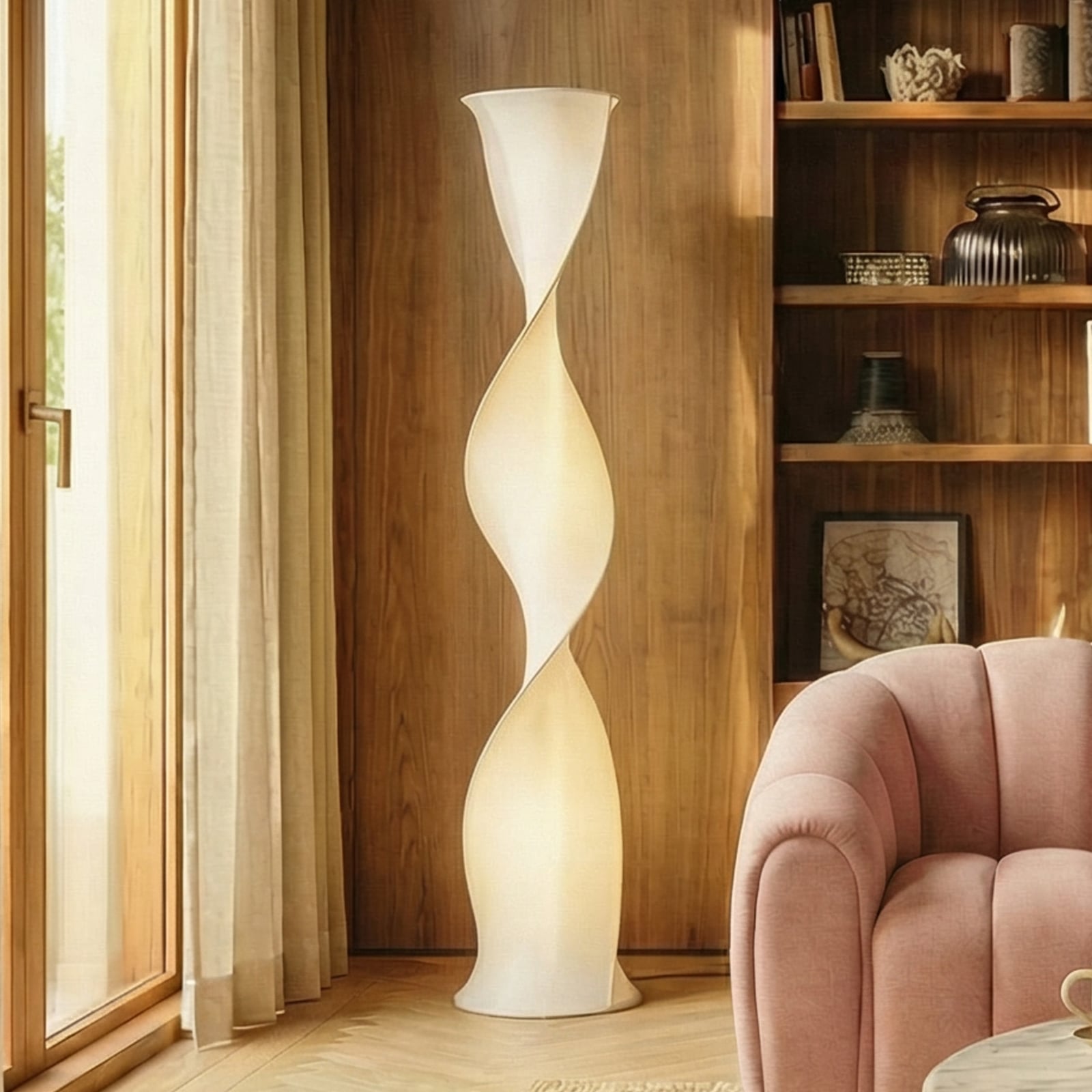 Lámpara de pie LED Lucande Novelle, blanca, CCT, altura 137 cm, Ø 29 cm