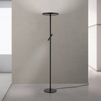 LED vloerlamp Teide, zwart, metaal, leeslamp, dimmer