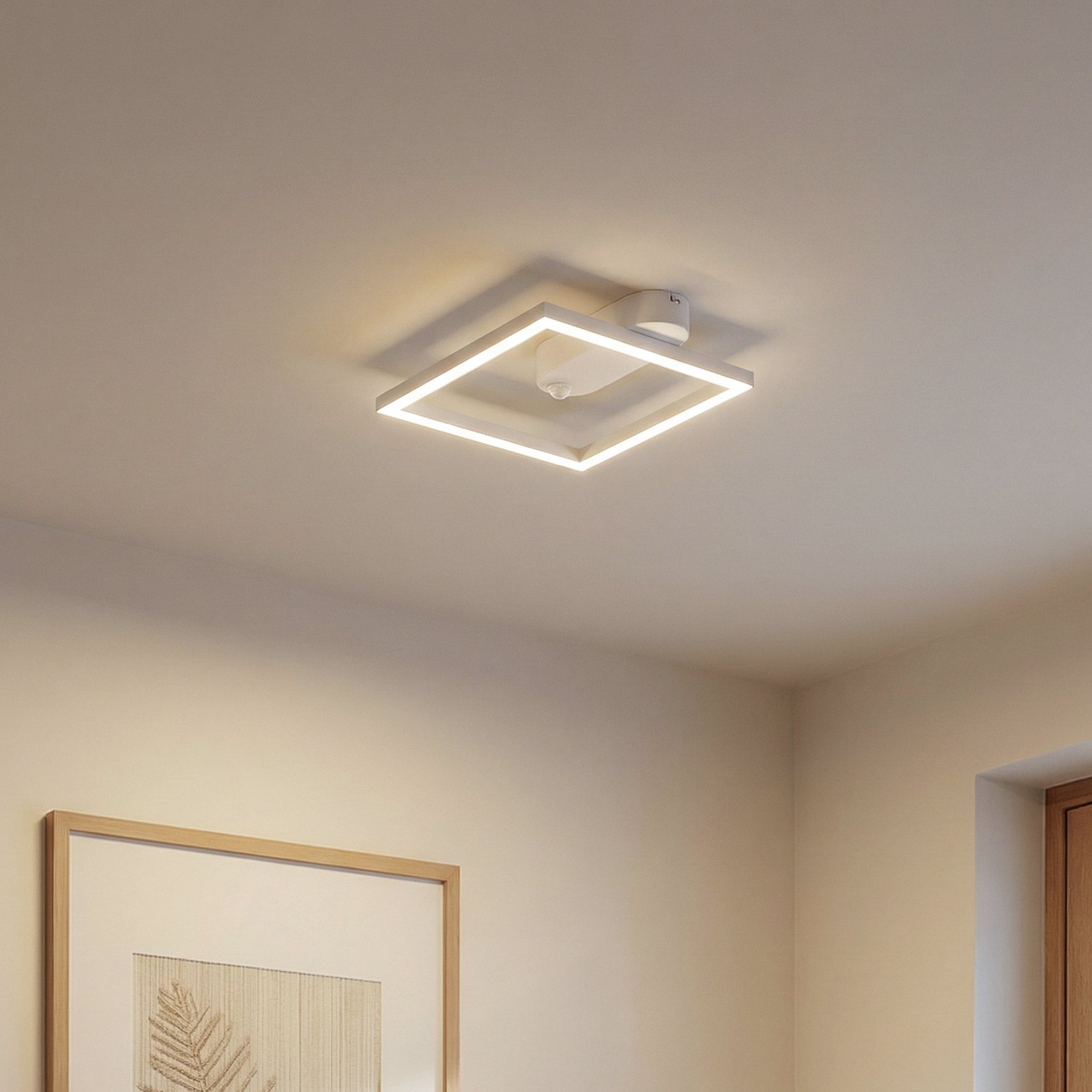 Lampa sufitowa LED Lindby Yulla, biała, czujnik ruchu