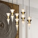 LED-pendellampe Venera, høyde 29 cm, hvit/brun, glass