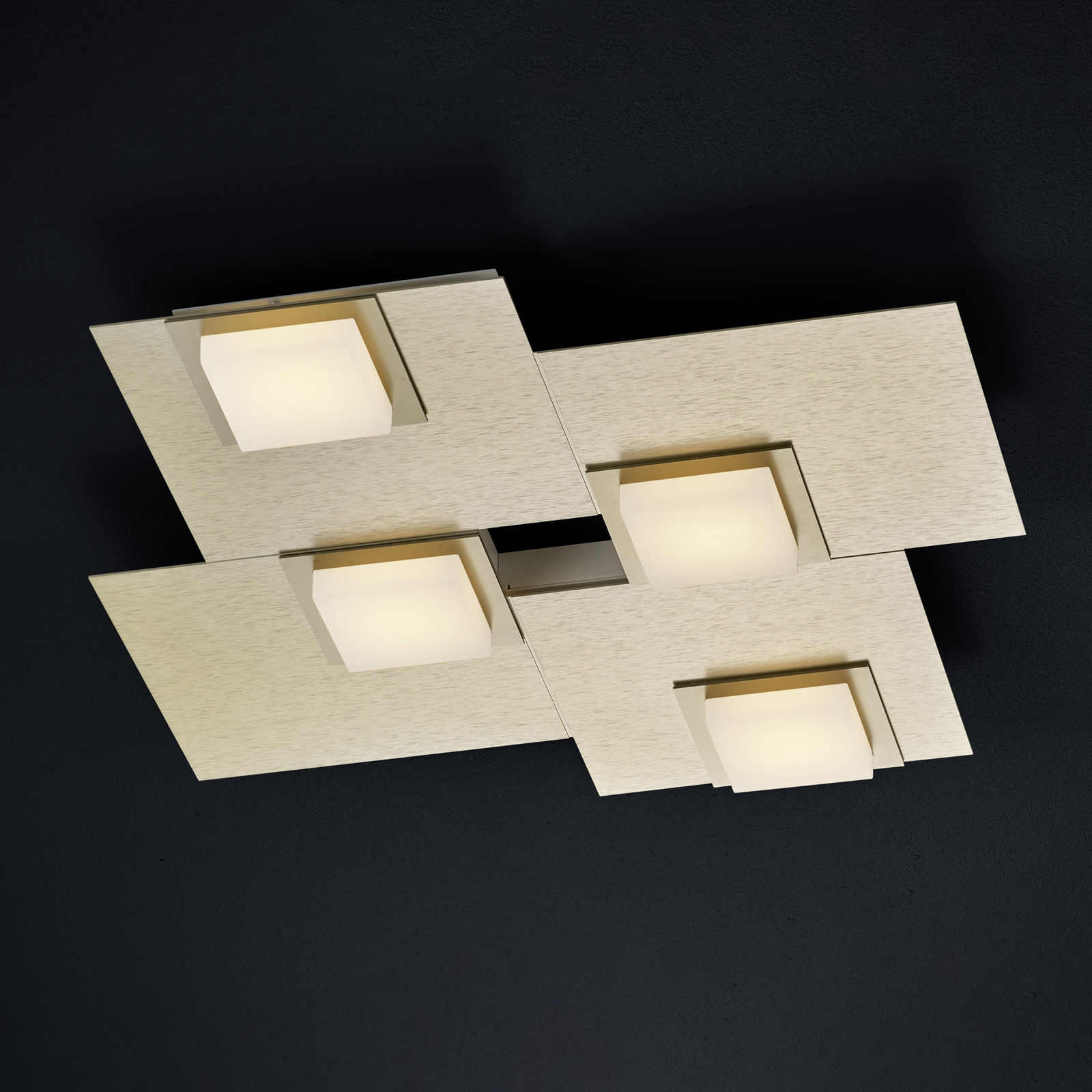BANKAMP New Quadro LED-Deckenleuchte vierflammig