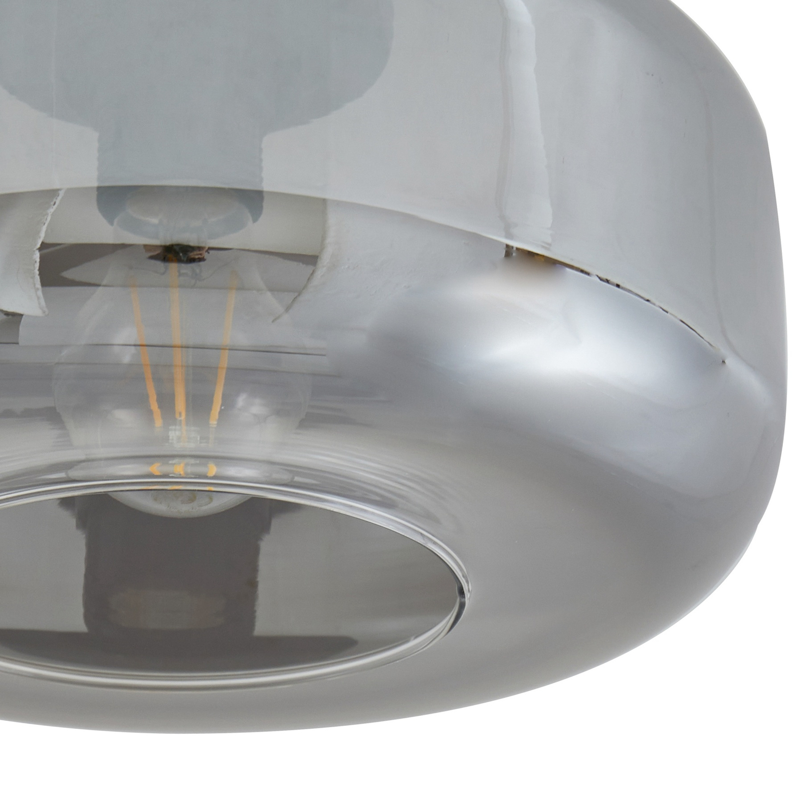 Lindby loftlampe Hildur, Ø 28,5 cm, røgfarvet grå, glas