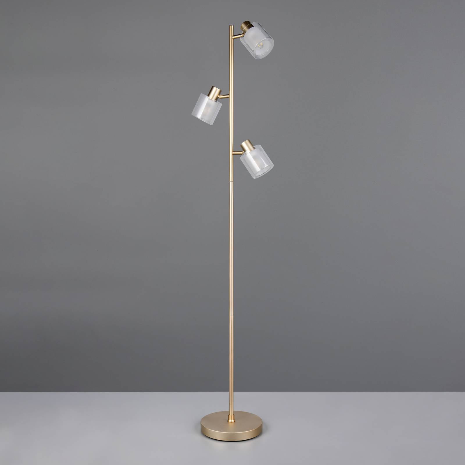 Gulvlampe Neralo, gullfarget, metall, høyde 154,5 cm, E14