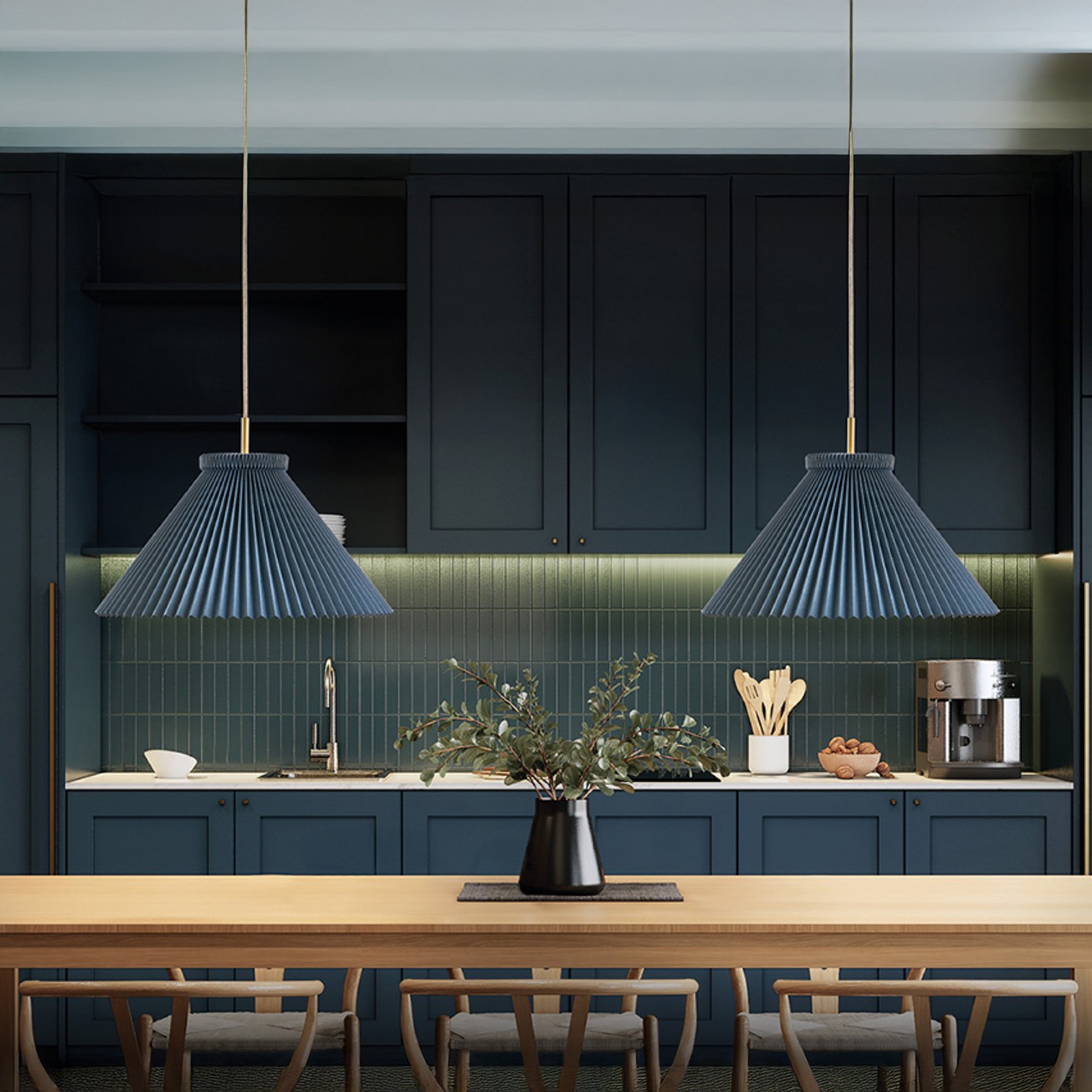 LE KLINT Hängeleuchte Model 1, blau, Papier, Ø 44 cm