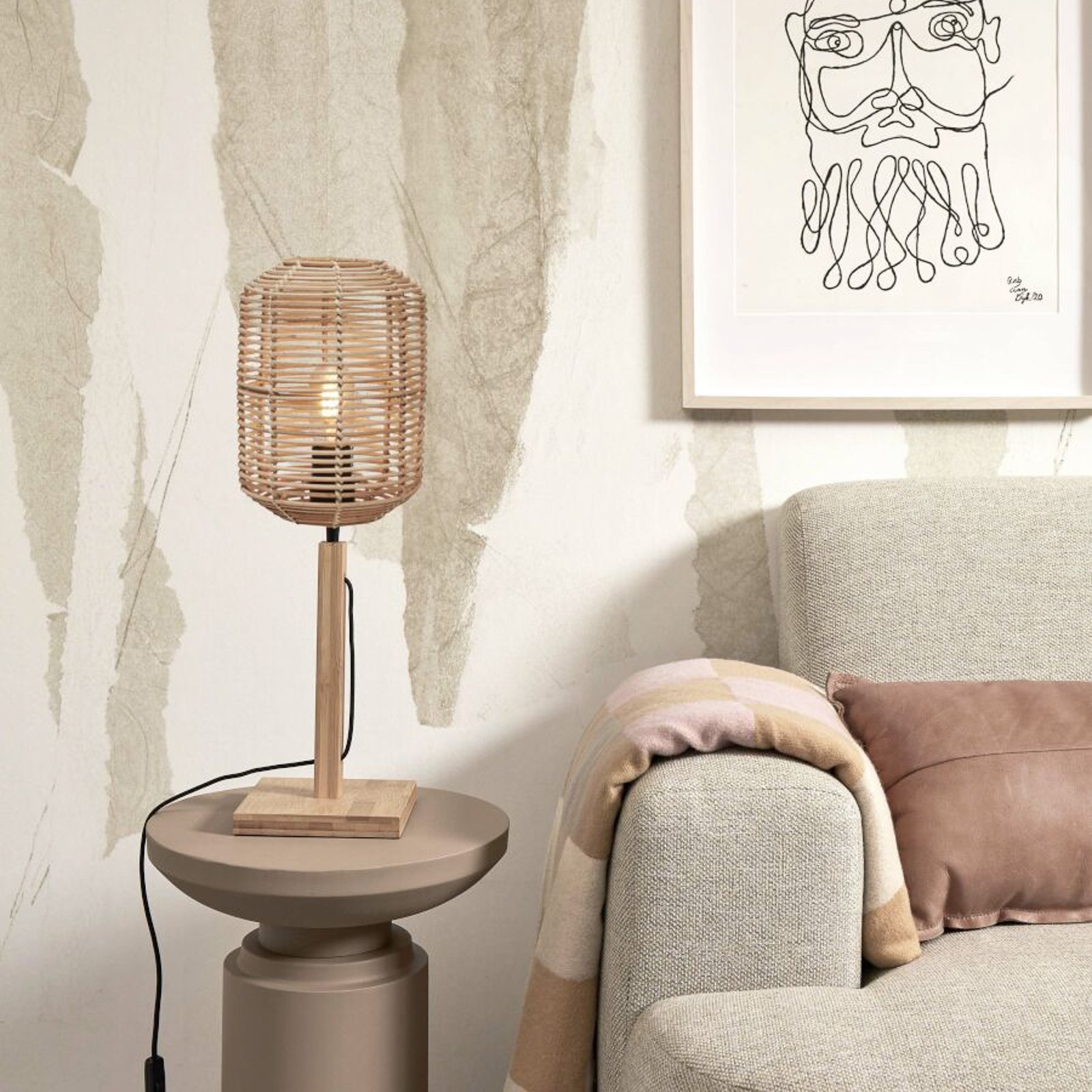 GOOD & MOJO Настолна лампа Tanami, височина 45 cm, естествена