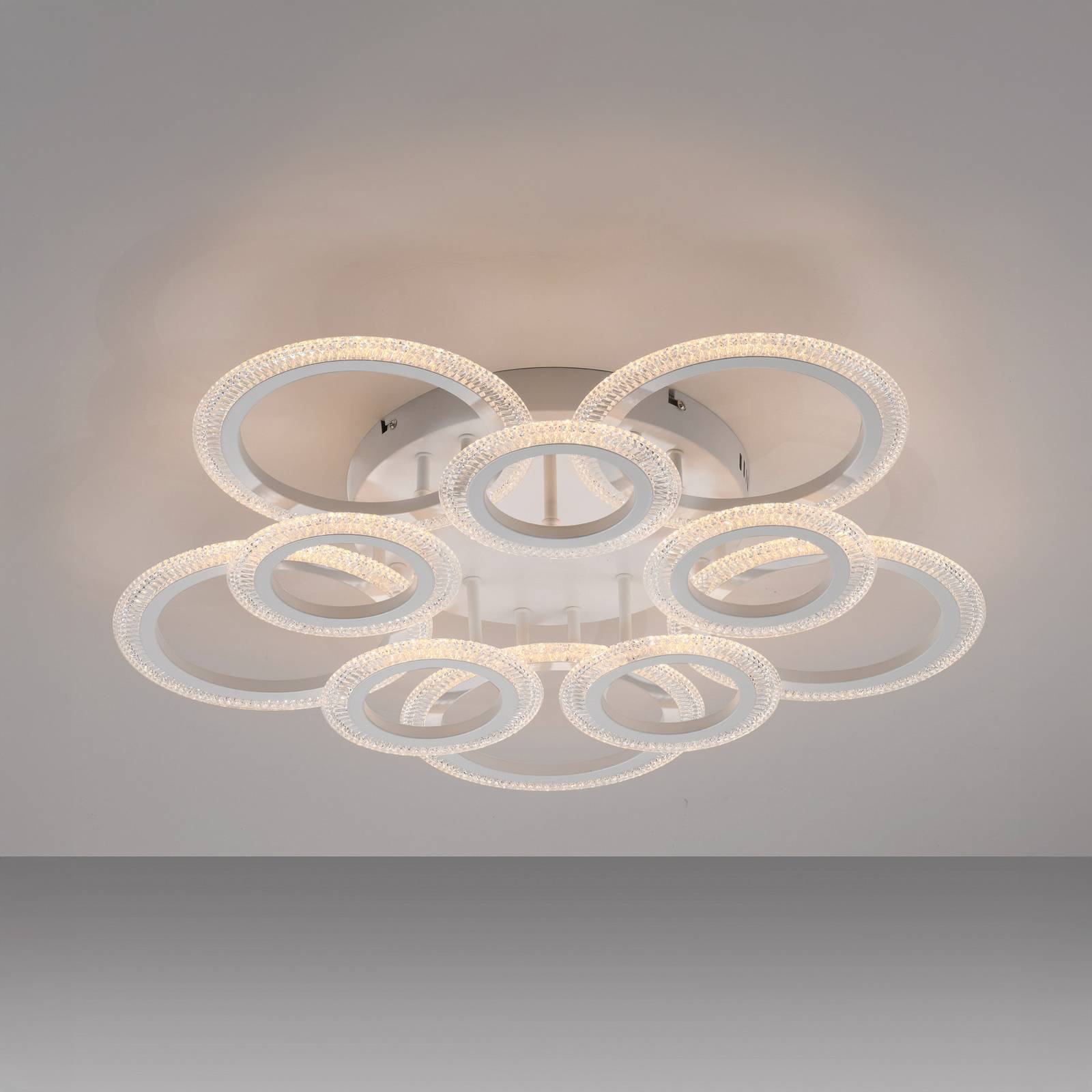 Lampa sufitowa LED Crystallo, okrągła, biała, żelazna, 3 000 K