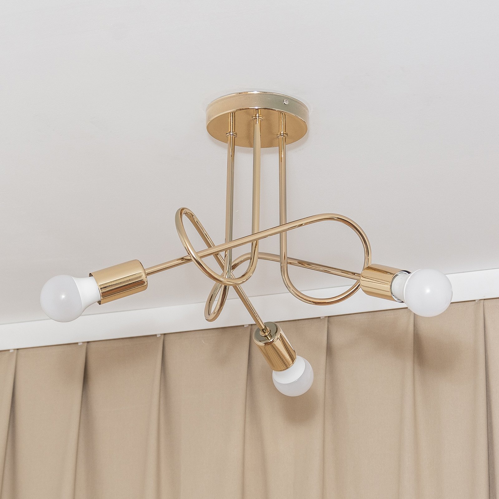 Plafonnier Oxford, doré, à 3 lampes, Ø 44 cm, métal