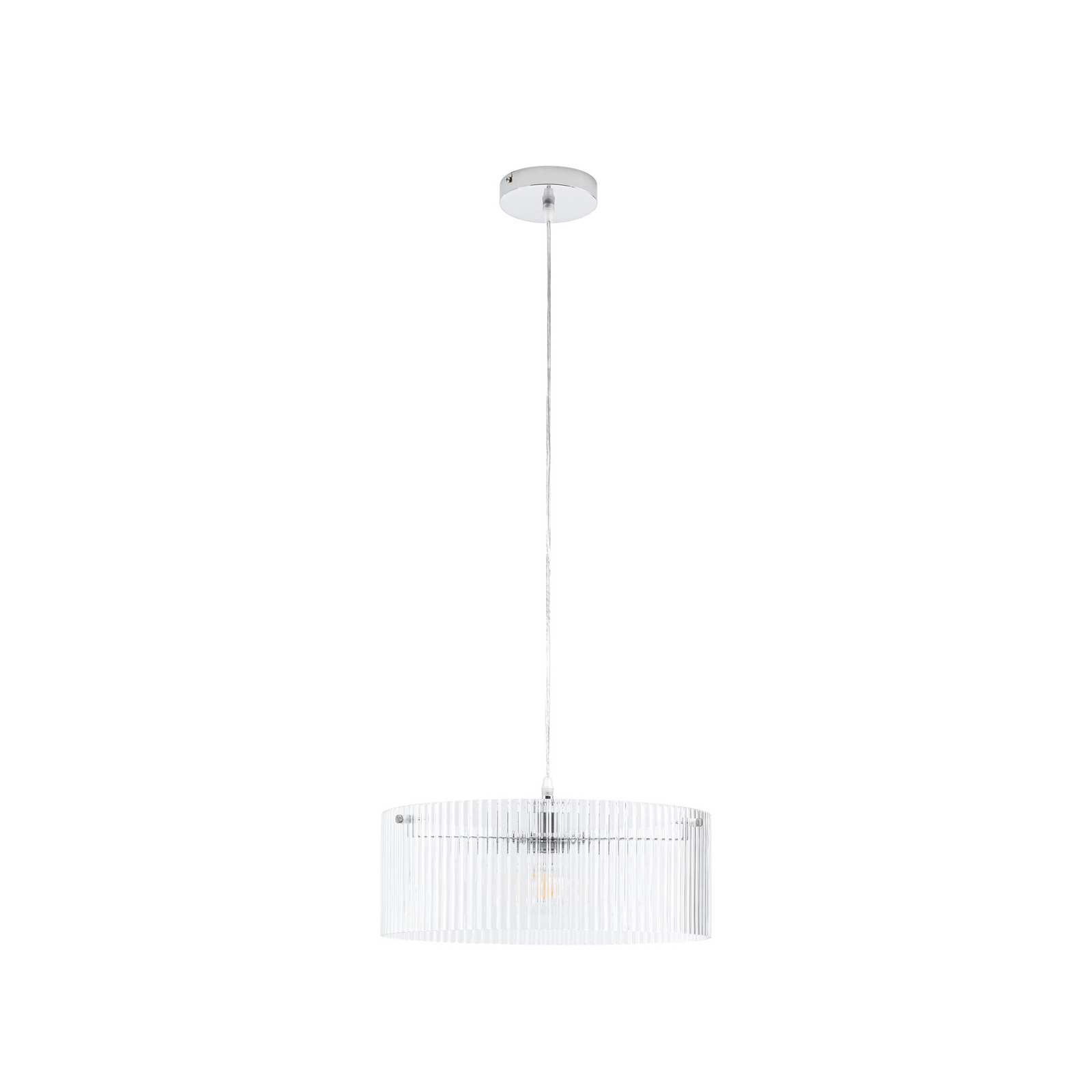Meritt hanglamp, chroom/transparant, Ø 40 cm, glas - Lucande