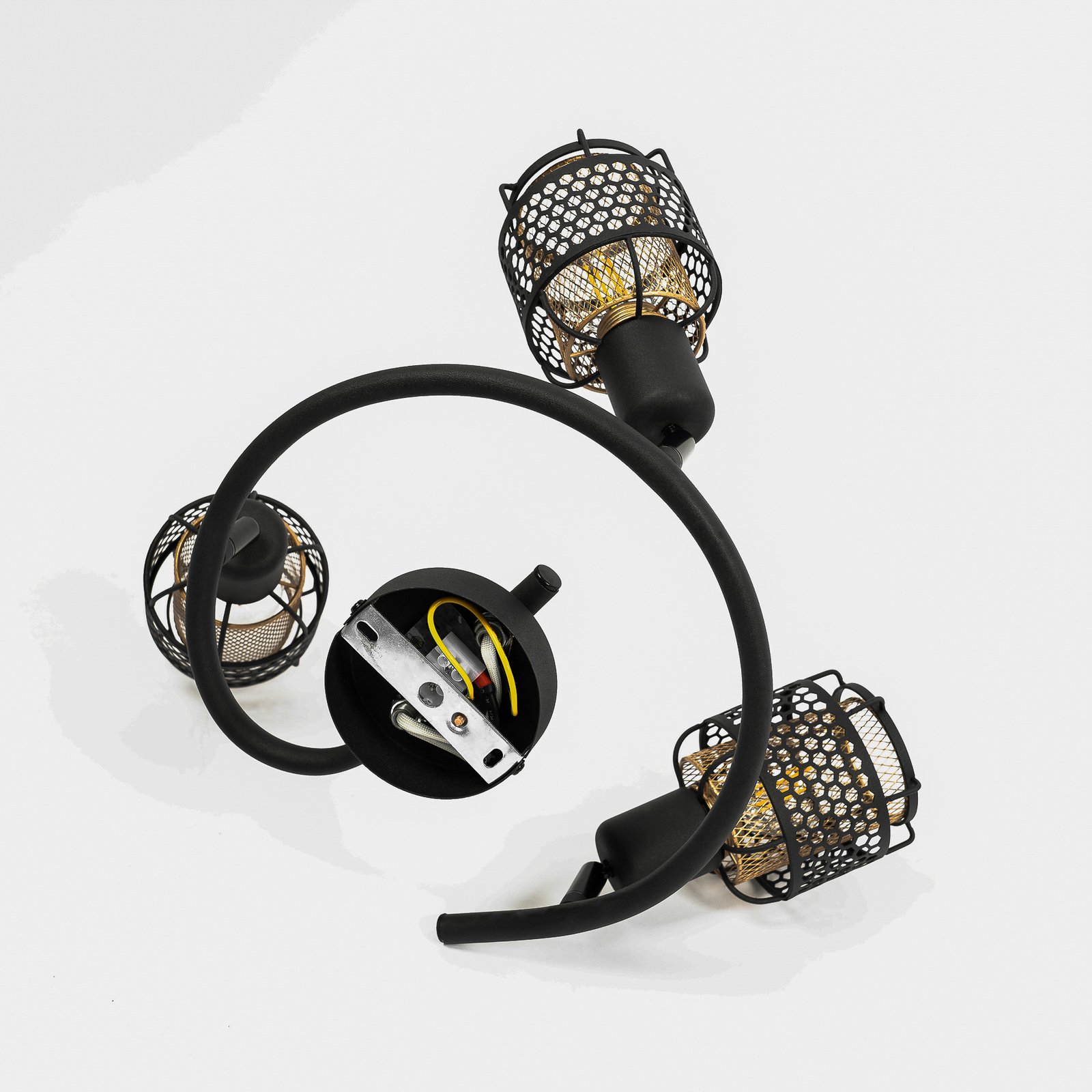 Eudoria 3 Round Lampa Sufitowa Black/Gold - Lindby
