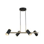 Hängelampe Lume schwarz/gold antik Länge 66 cm 4-flg. Metall