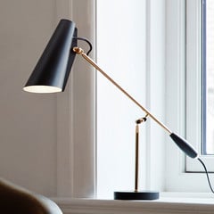 Lampada da tavolo rétro Birdy in nero/ottone