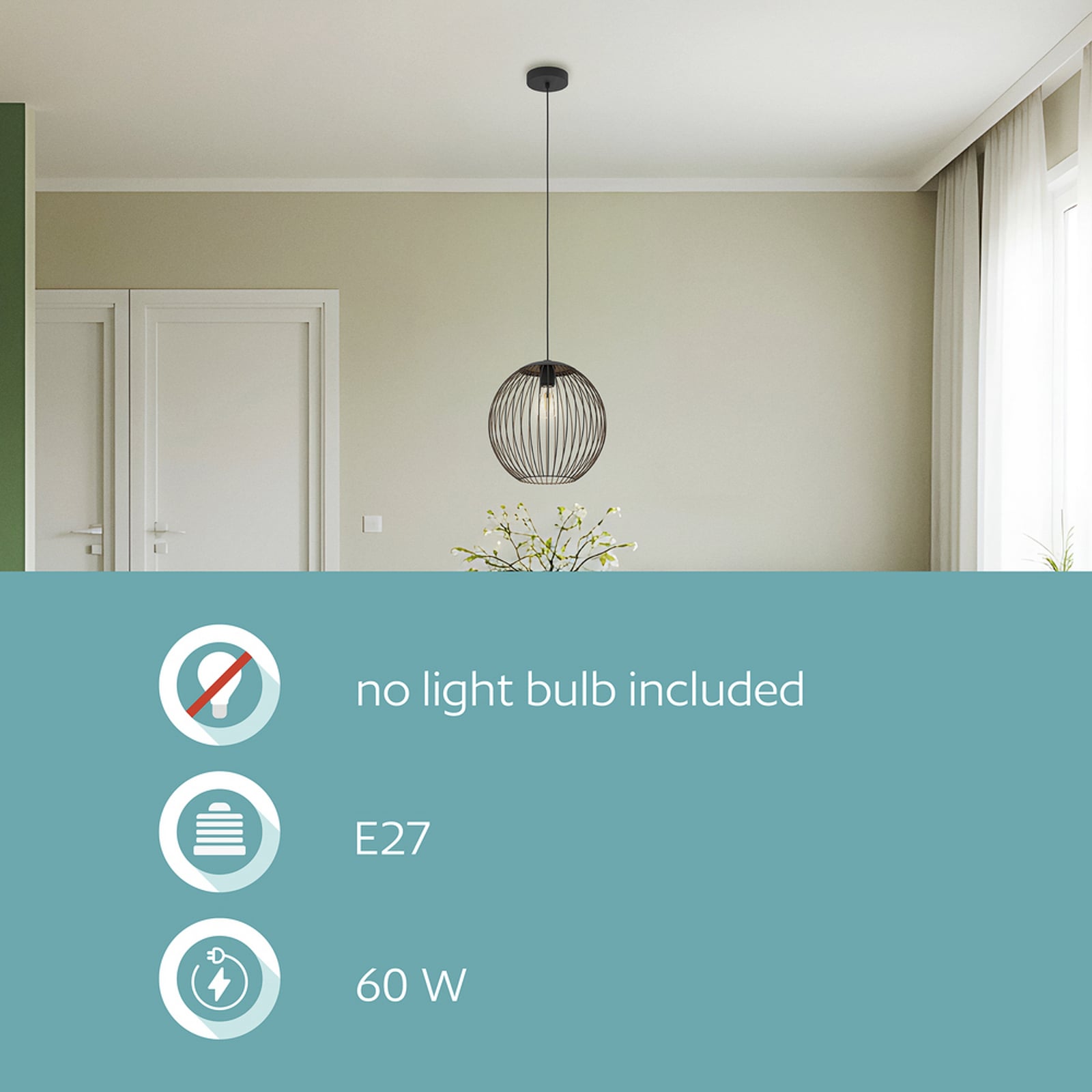 Suspension EGLO ALMANZORA, Ø 32 cm, à 1 lampe, noir, E27 Suspension EGLO ALMANZORA, Ø 32 cm, à 1 lampe, noir, E27