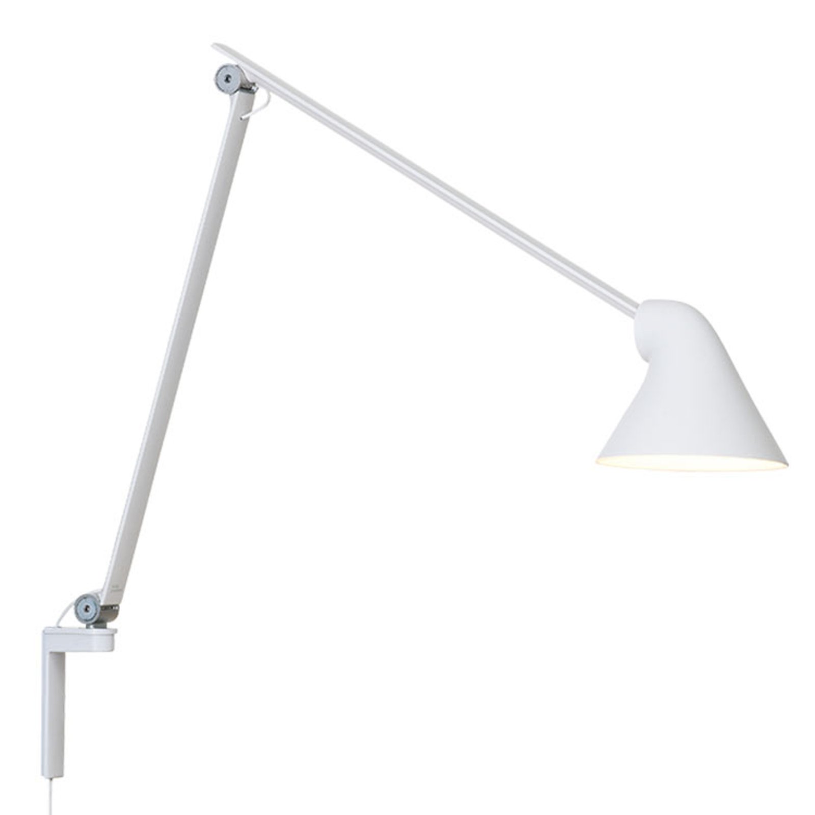 Louis Poulsen NJP LED wandlamp, lange arm, wit