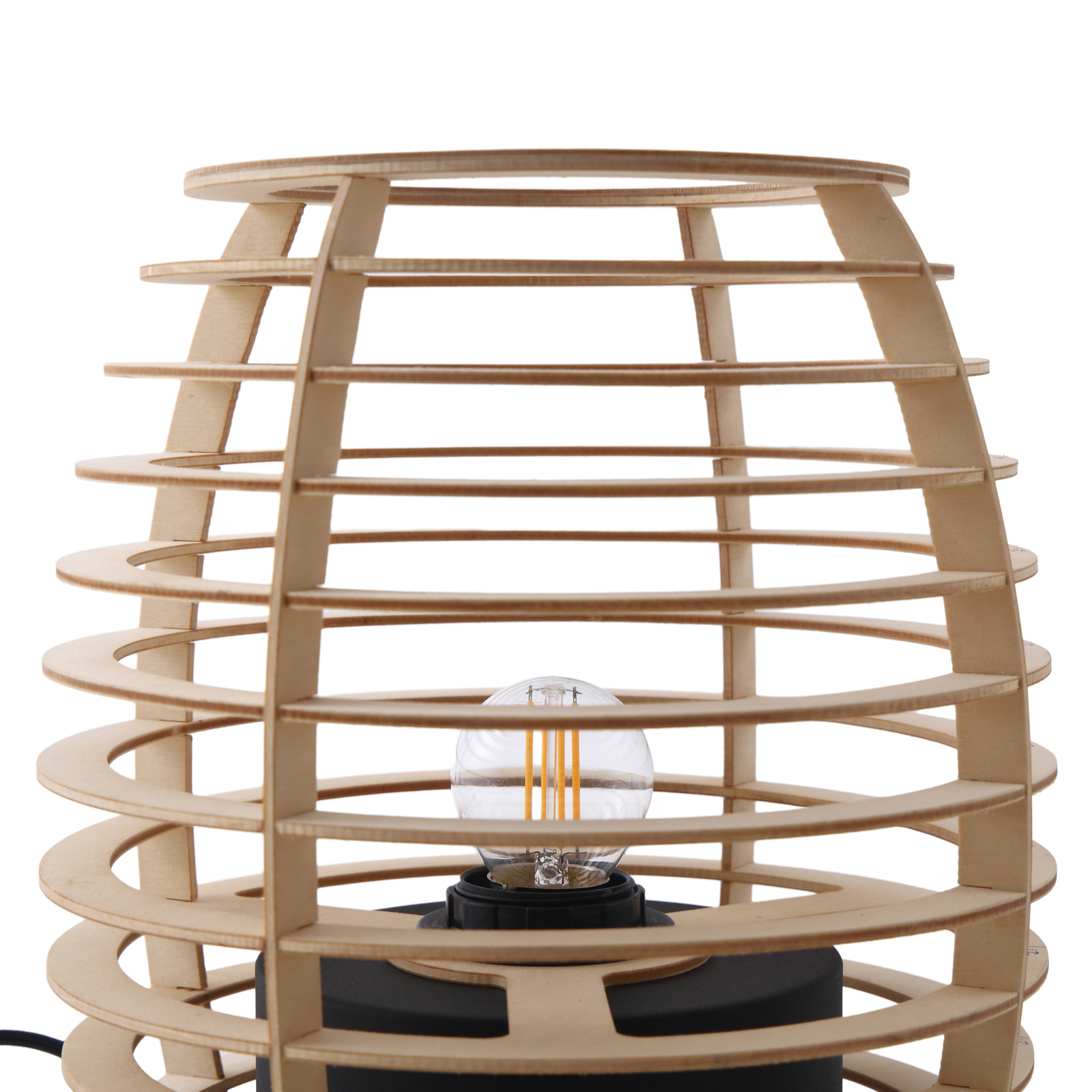 Lindby Ediz table lamp, multi-layered wooden shade