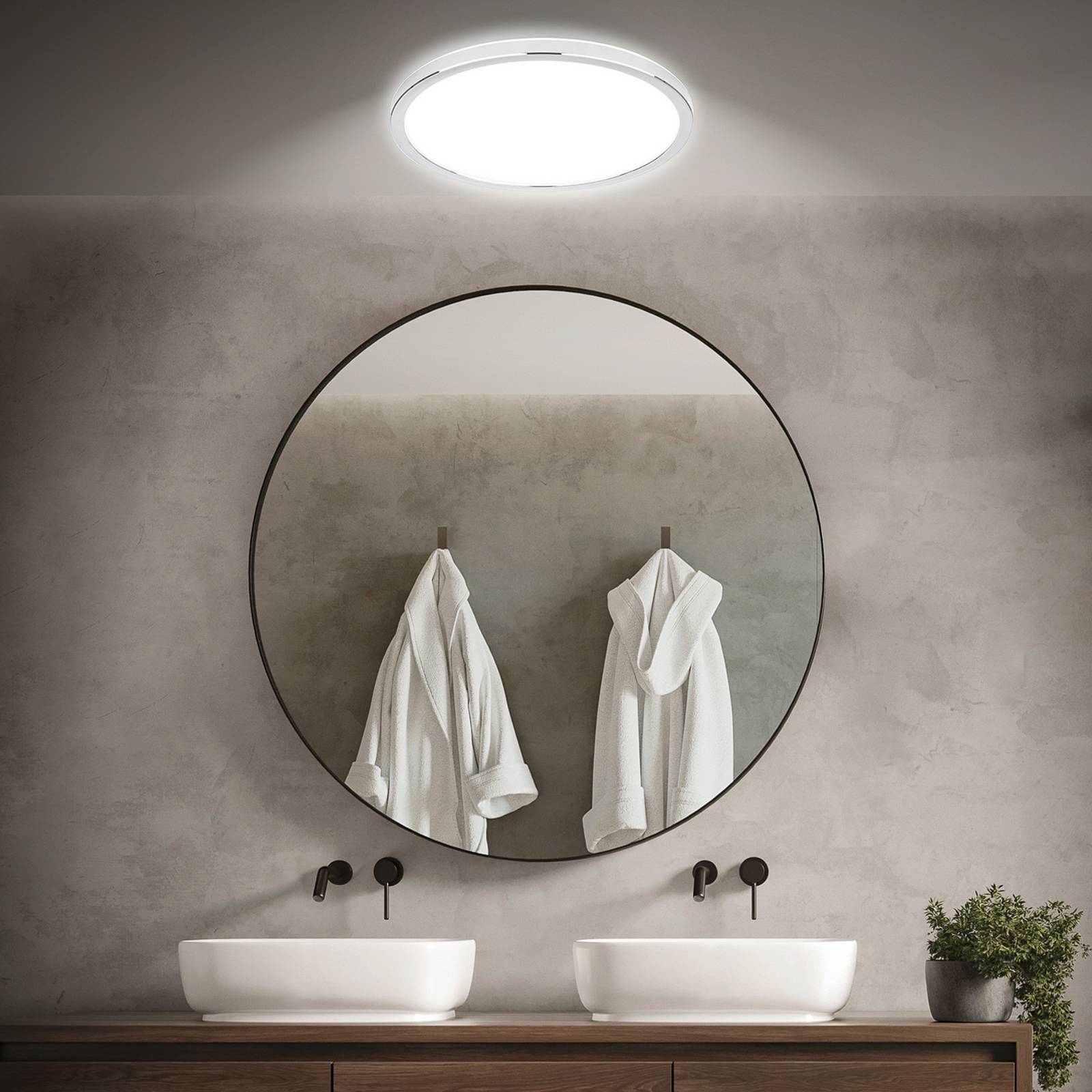 LED-Bad-Deckenlampe Pulap, Ø 42 cm, chromfarben/weiß Metall günstig online kaufen
