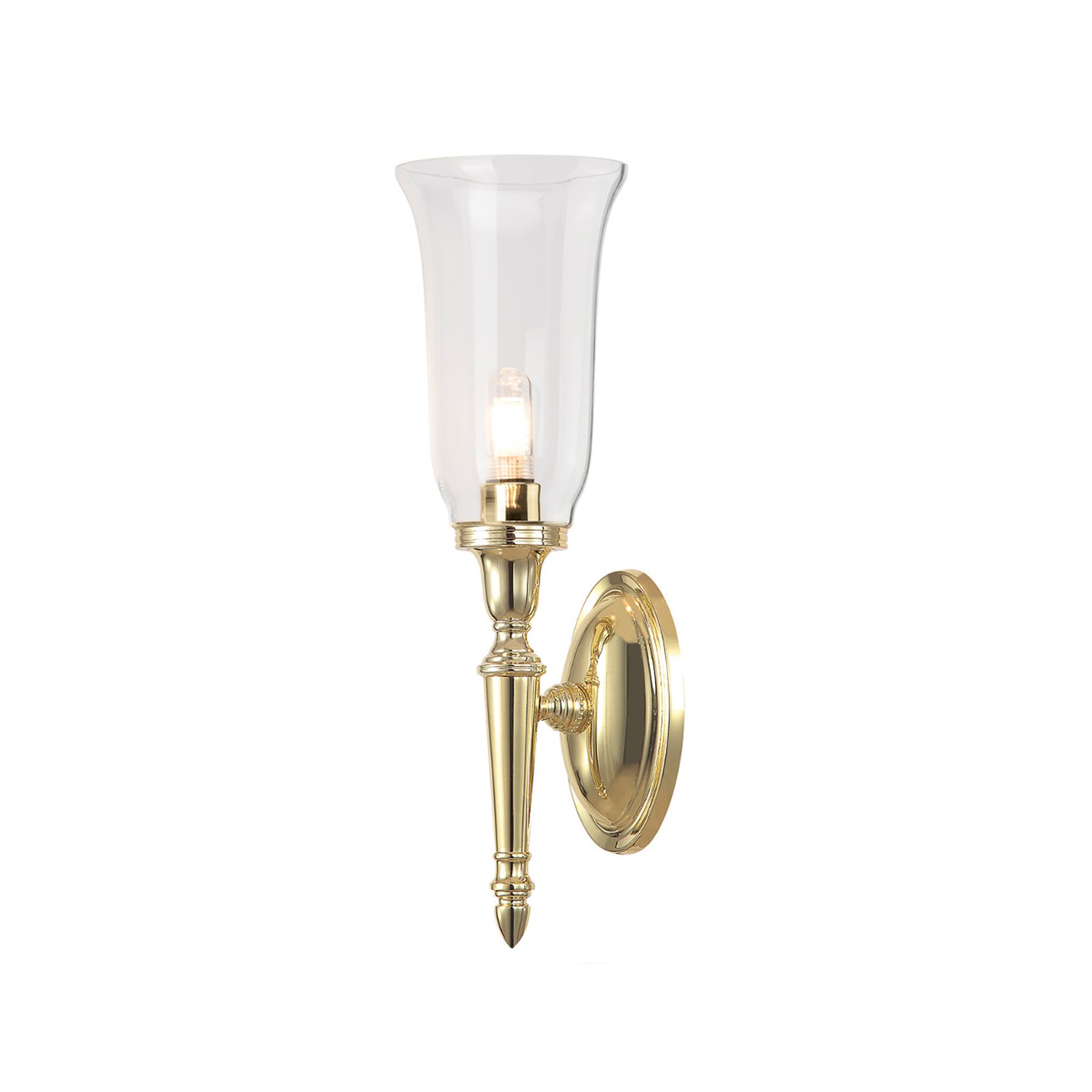 Dryden LED wandlamp, badkamer, met glazen kap, IP44