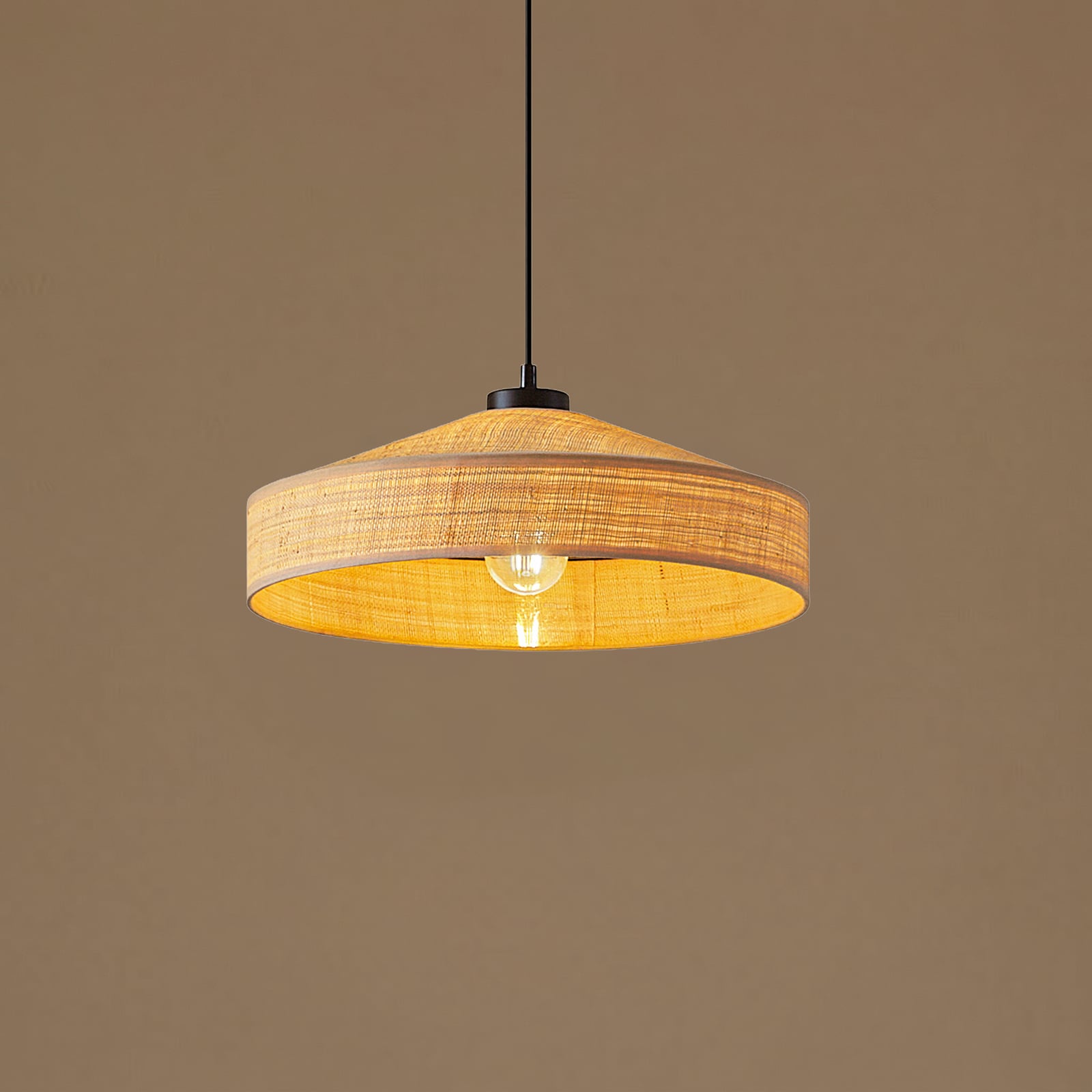 Lindby Lampă suspendată Haldor, ratan, culoare naturală, Ø 40 cm