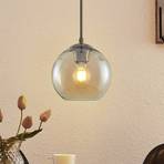 Lindby Jurian pendant light, amber, brass, 1-bulb