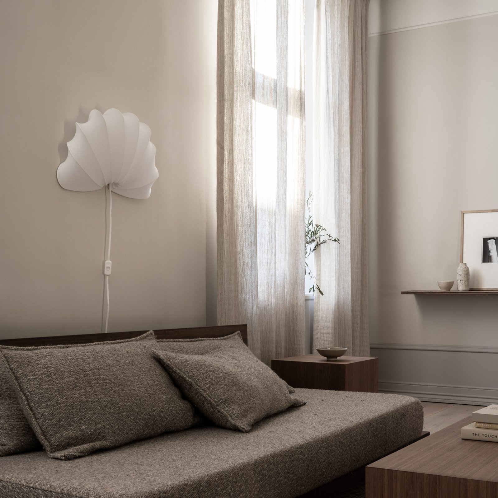 Anna wandlamp, katoen, wit, Ø 53,5 cm - Watt & Veke