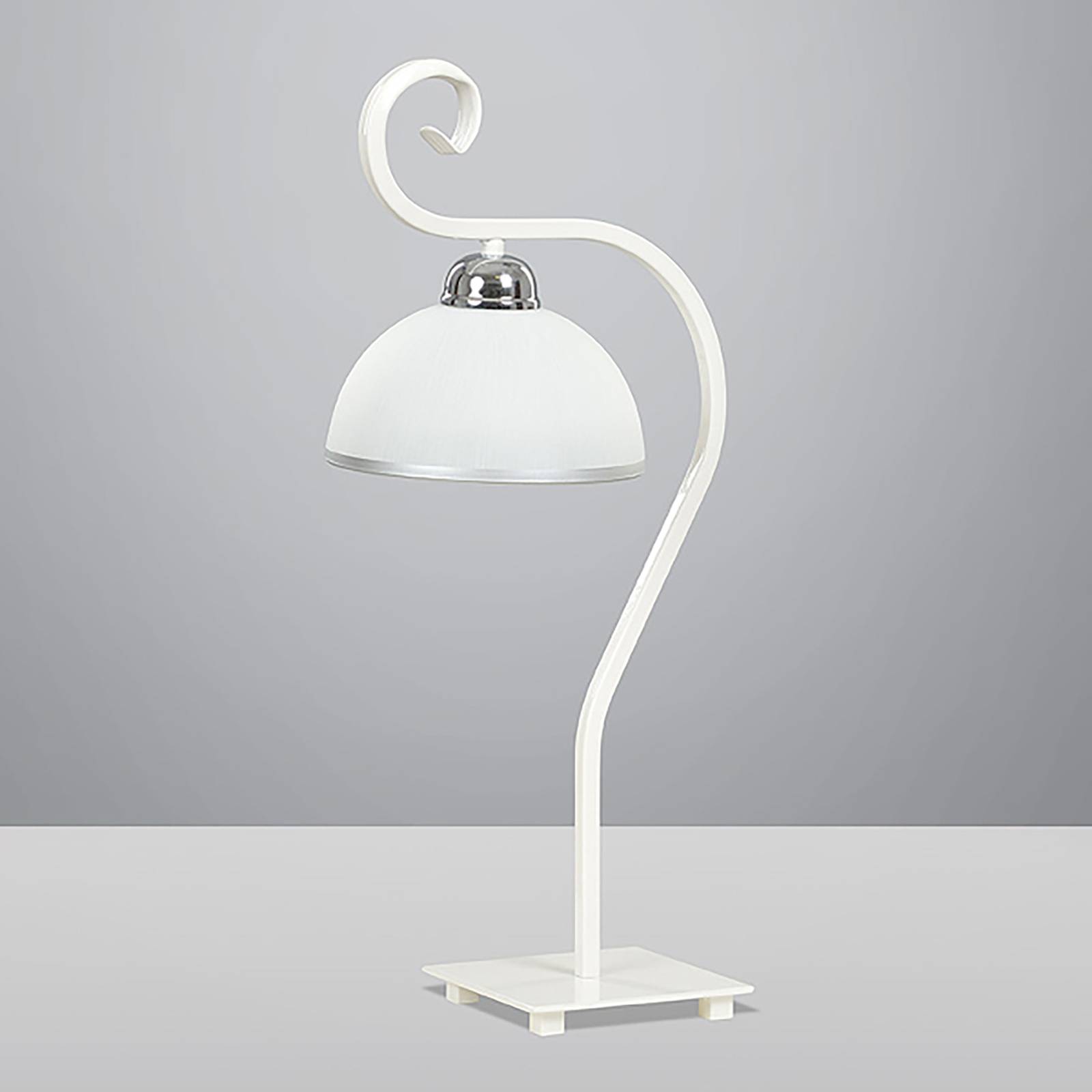 Stolová lampa Wivara v klasickom dizajne, biela