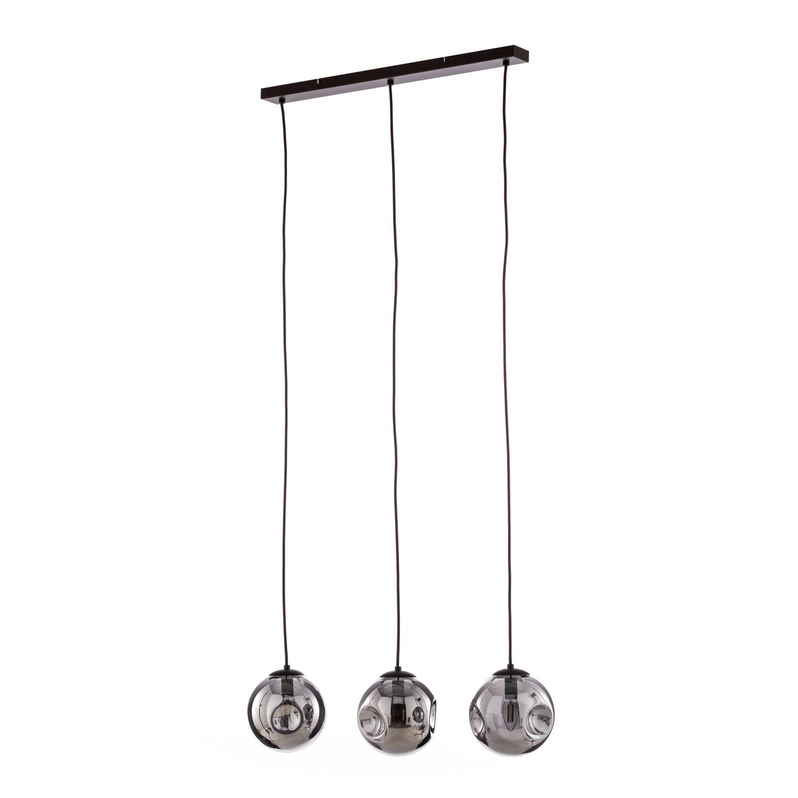 Lindby Hängeleuchte Valentina, Glas, rauchgrau, rund, 3-flg.