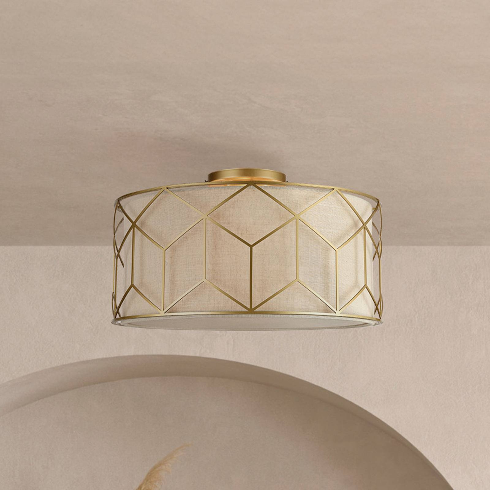 Photos - Chandelier / Lamp Maytoni Messina ceiling light, Ø 43 cm, beige, linen 