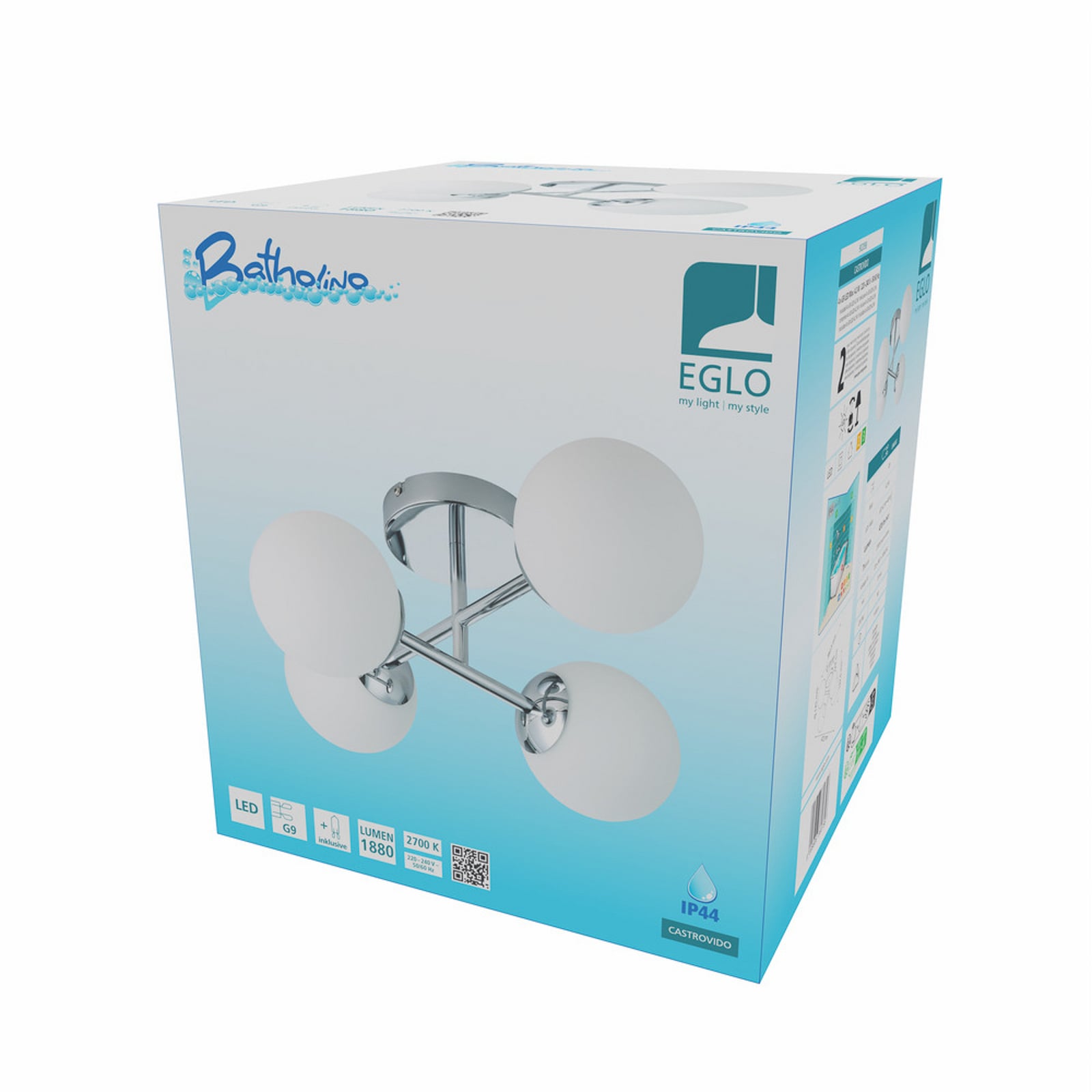 EGLO Deckenlampe CASTROVIDO, chrom, 48 cm 4-flg. IP44 G9-LED EGLO Deckenlampe CASTROVIDO, chrom, 48 cm 4-flg. IP44 G9-LED
