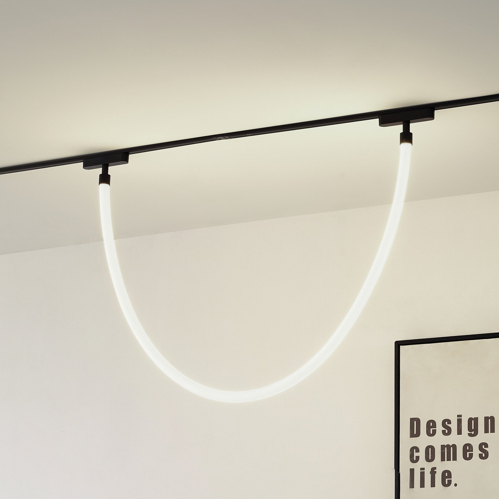 Lindby LED Lumaro lungime 150cm textil 48V - Camera de zi / sufragerie - modern - alb negru - Țesătură / Textil