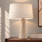 Lampa stołowa Lucande Peyton, beżowa marmurkowa/beżowa, 48 cm
