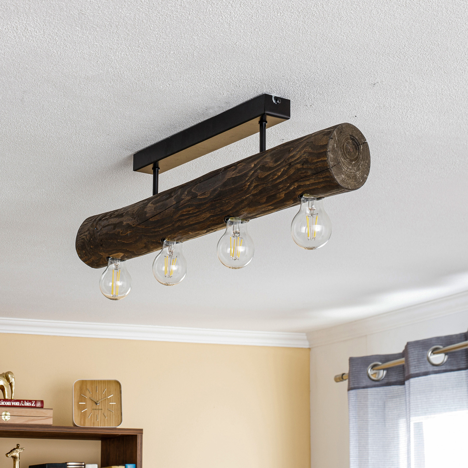 Beam 4 Plafondlamp Dark Pine Wood - Envostar